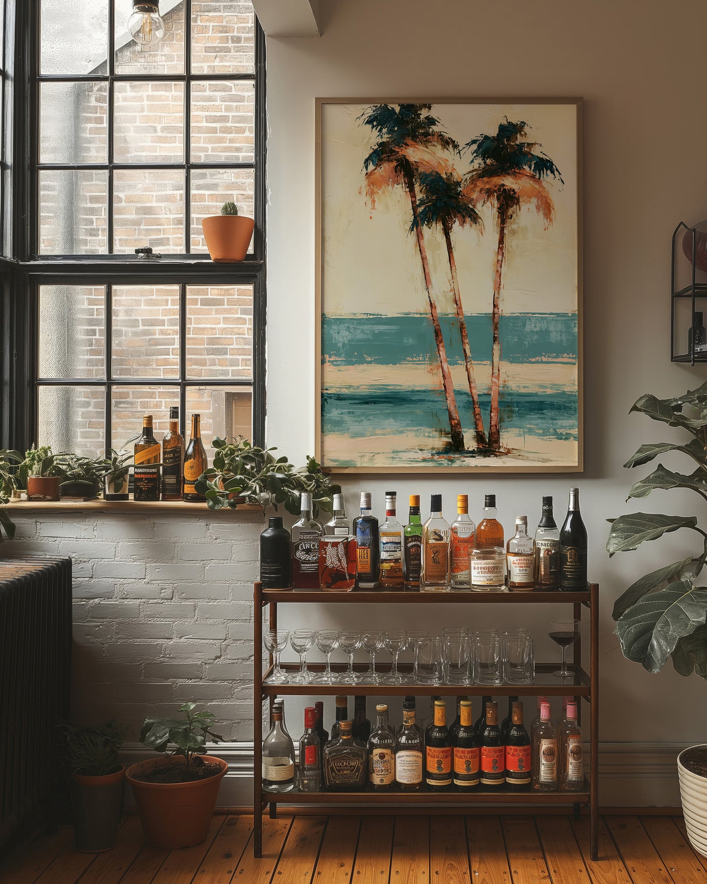 Palms Painted in Palette Knife Gold