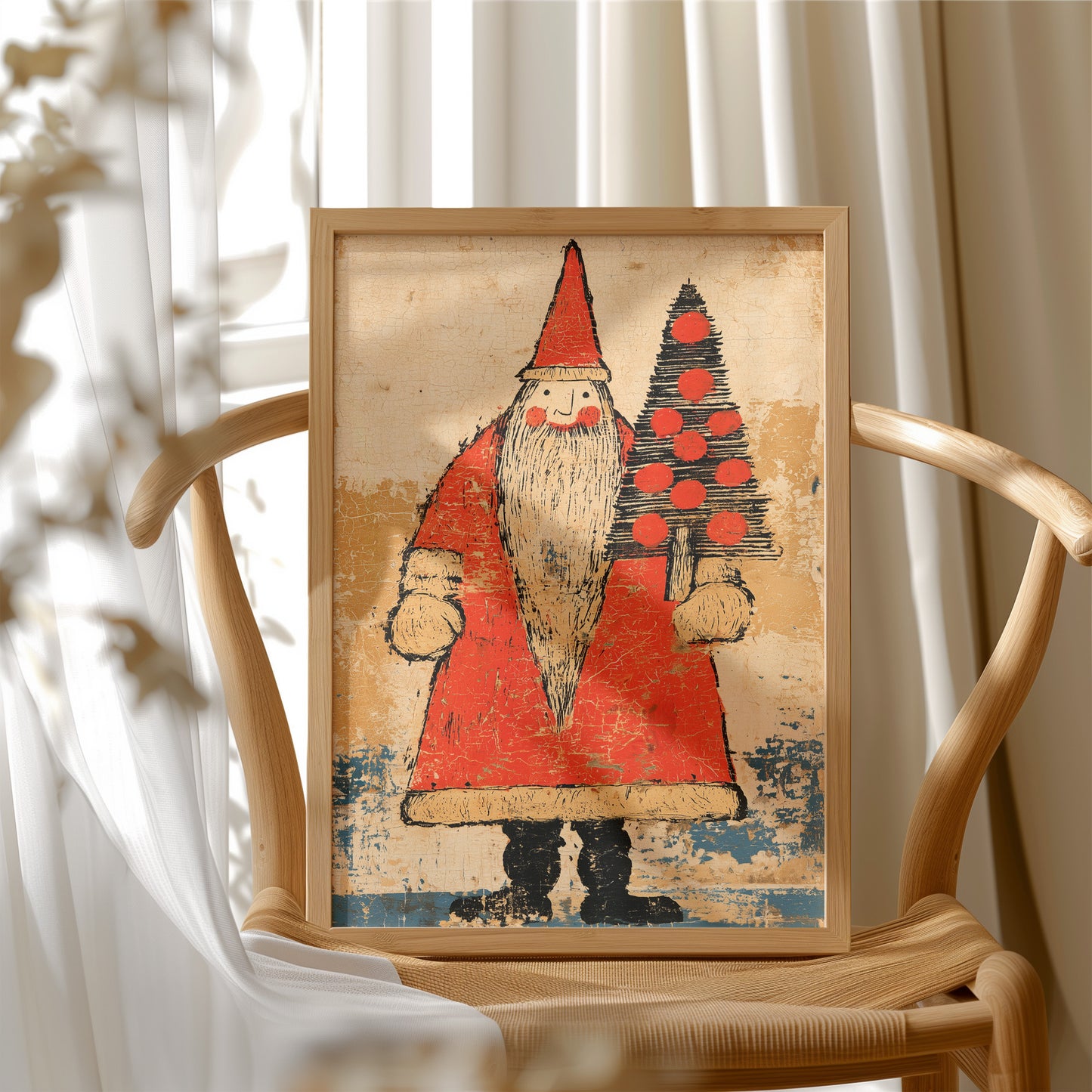 Primitive Santa & Tree
