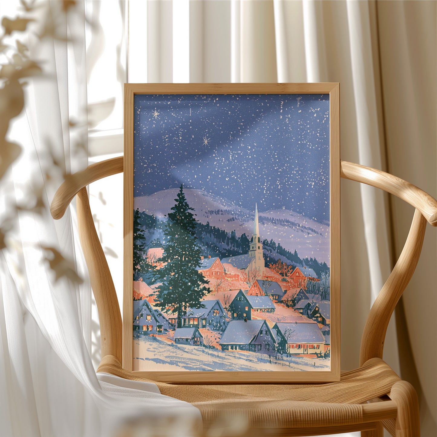 Starlit Village Below