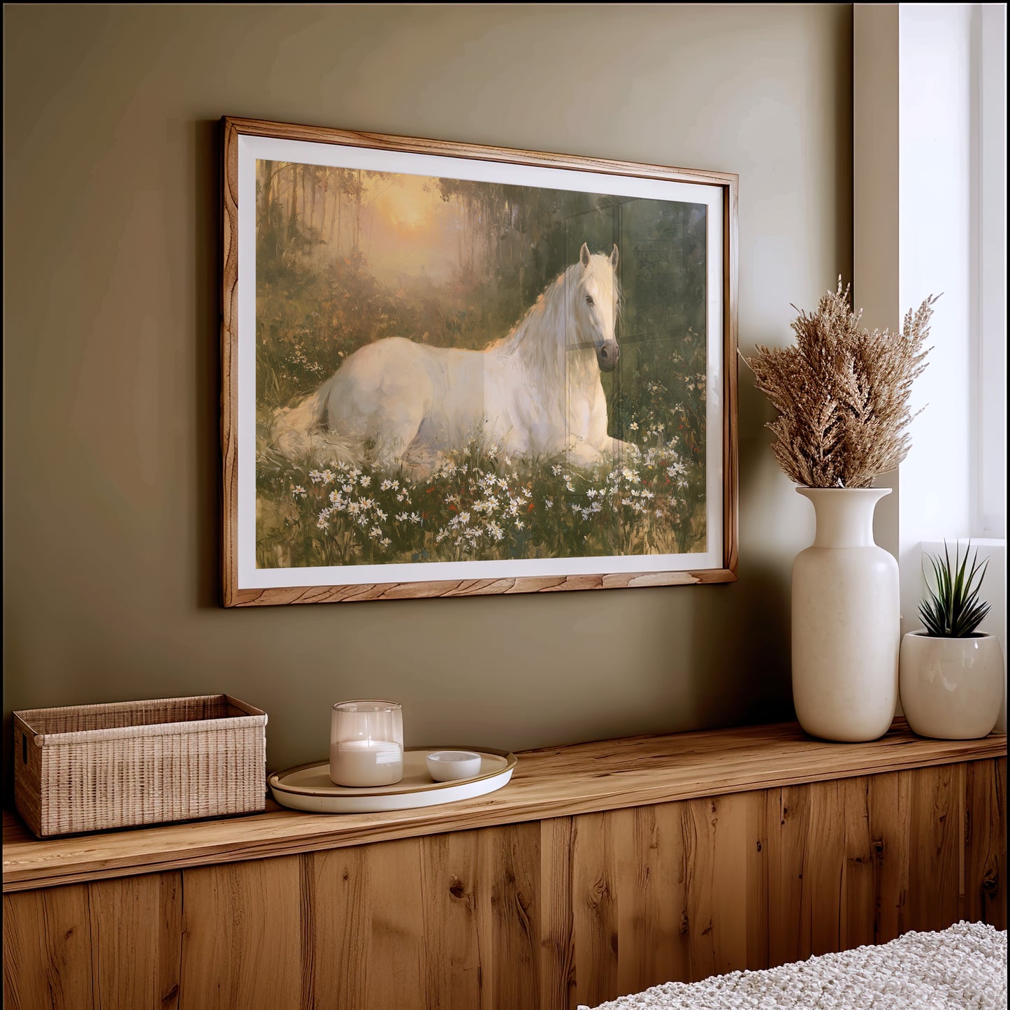 Daisies And A Quiet Horse