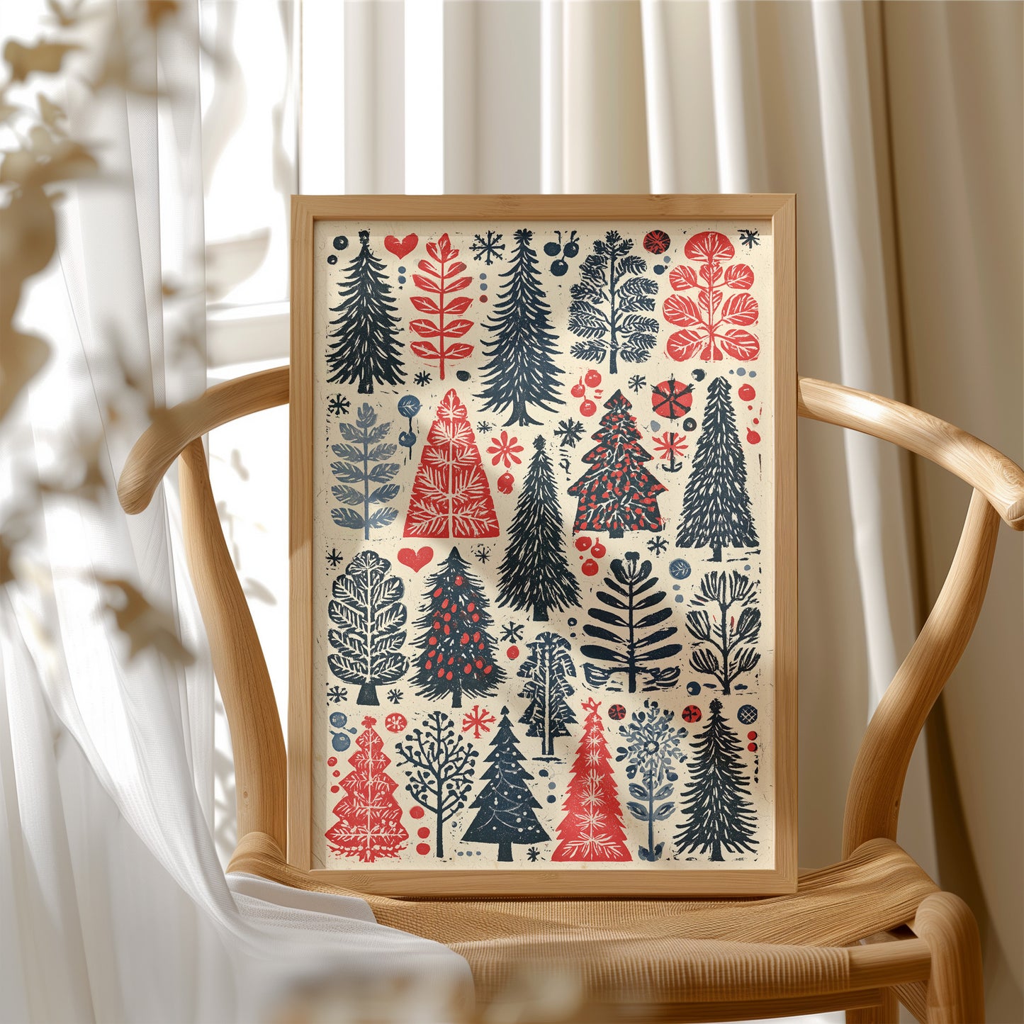 Scandinavian Winter: Linocut Forest