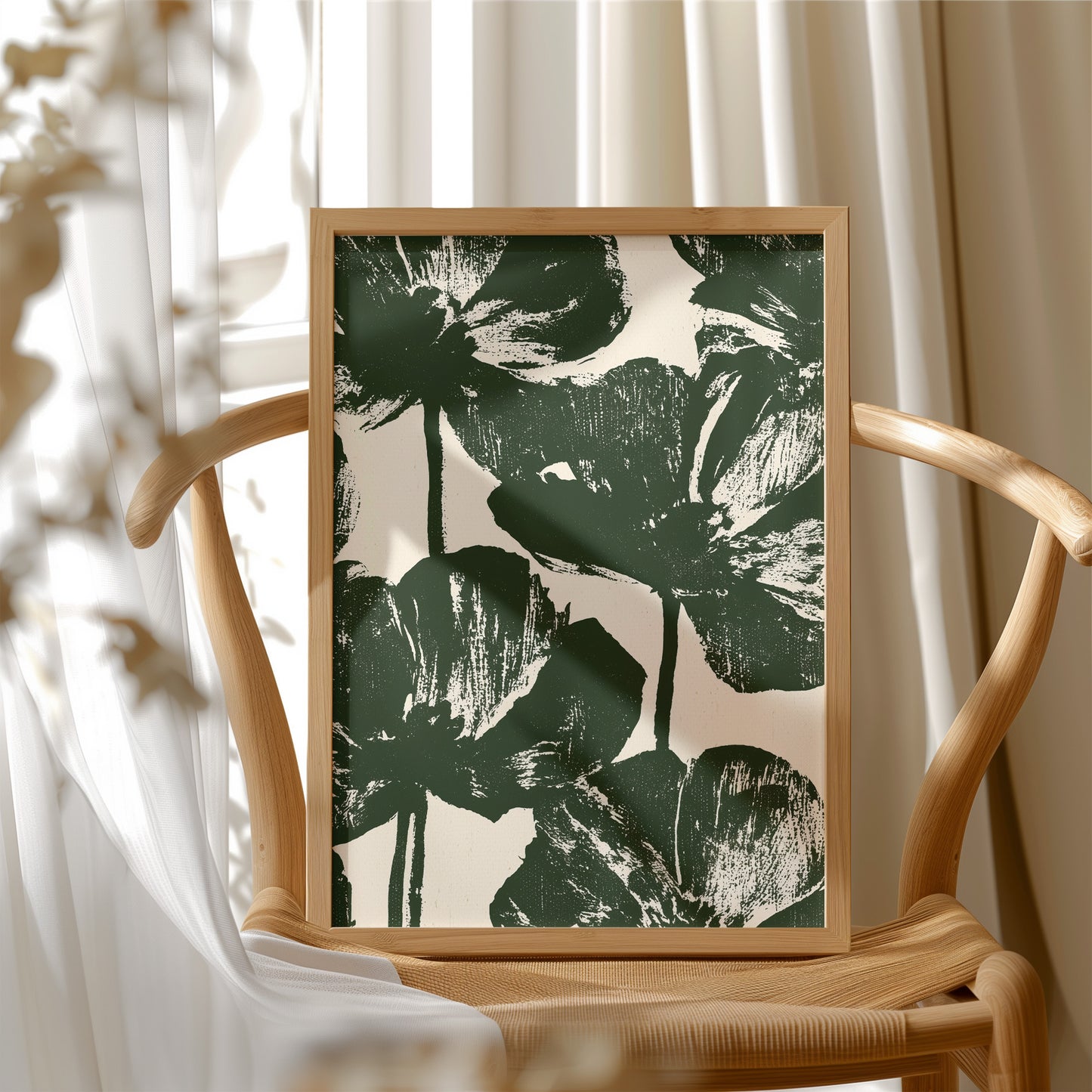 Forest Green Silhouette Blooms