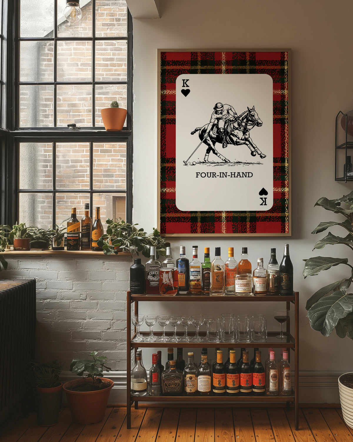 King of Hearts: Red Tartan Polo