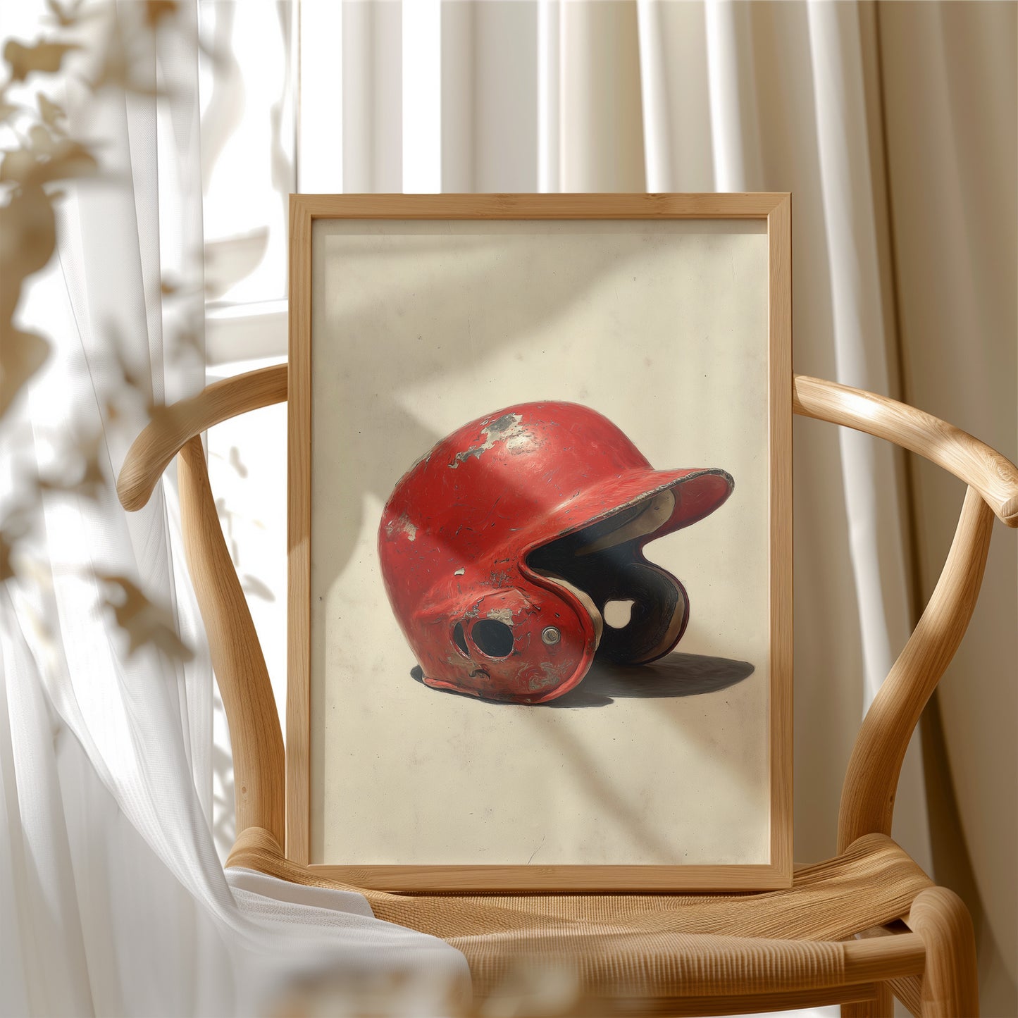 Worn Red Baseball Helmet