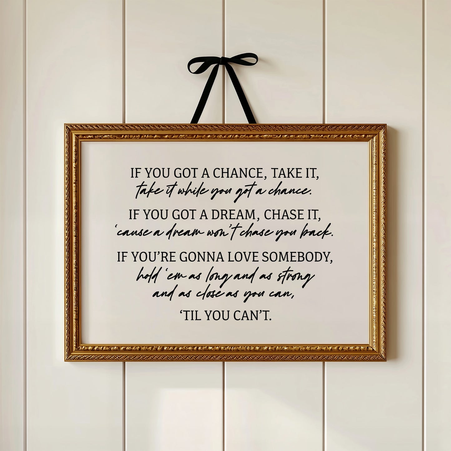 Til You Can't Lyric Canvas Art