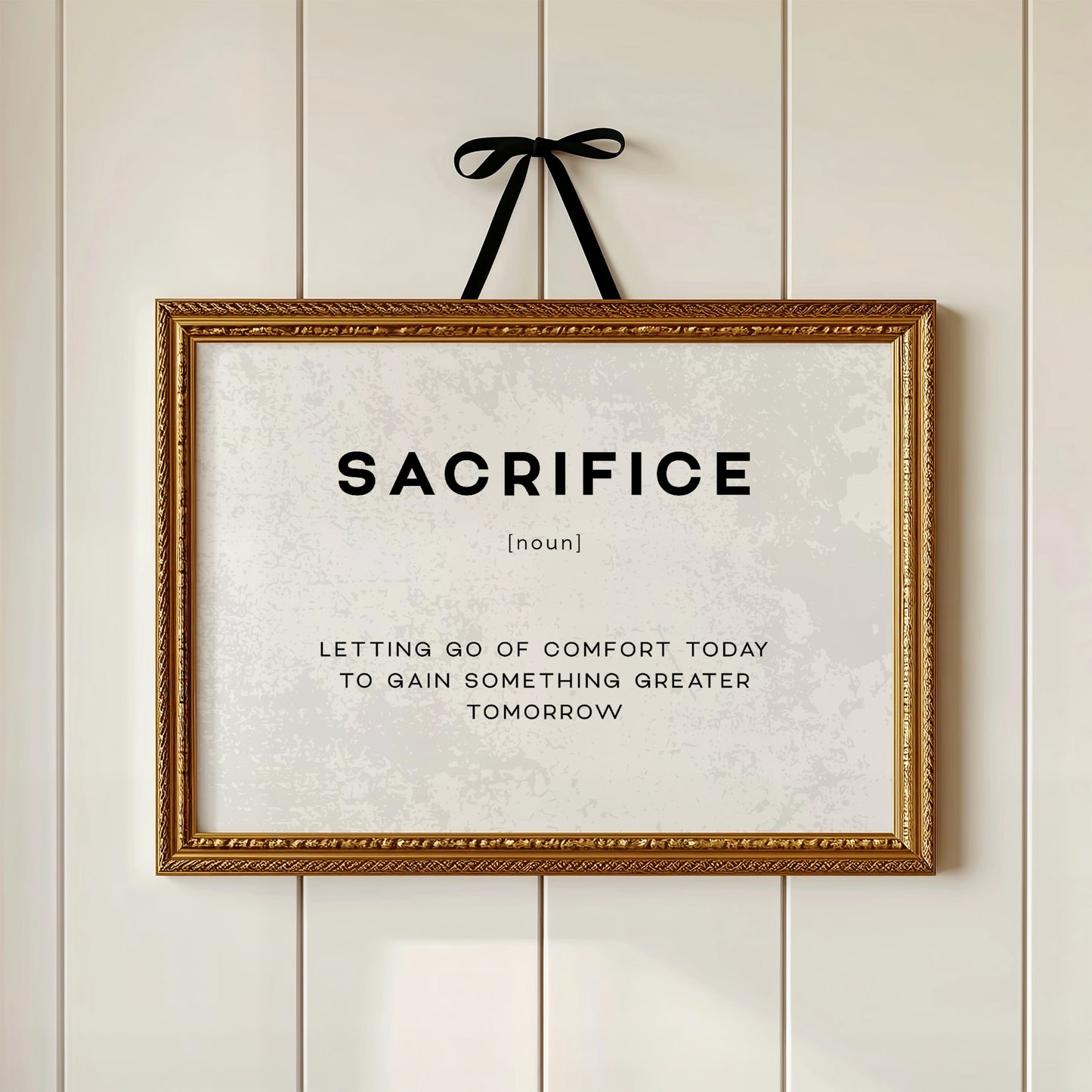Sacrifice Definition Canvas Art | Bold Motivational Typography Print for Home Office, Gym or Entrepreneur Décor