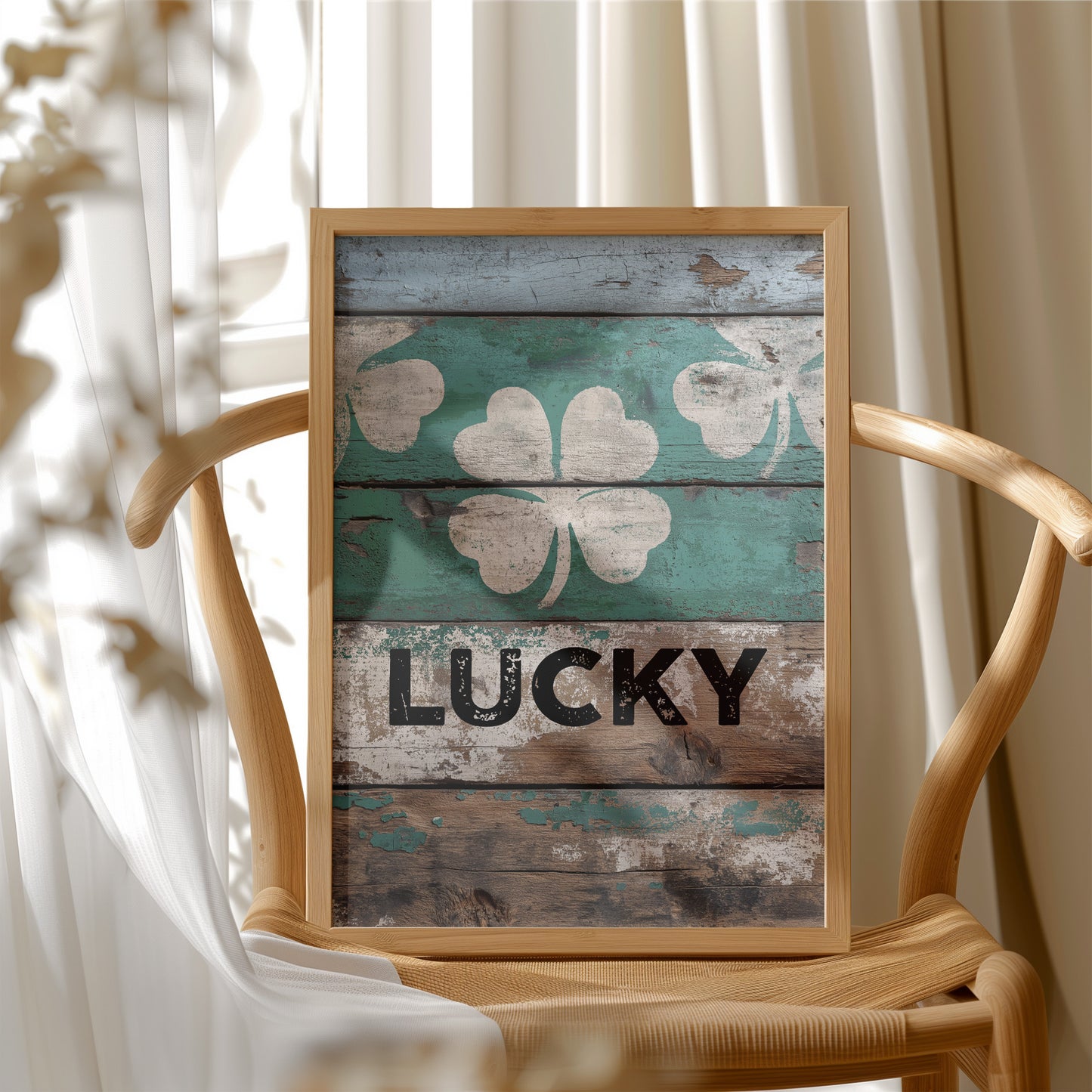 Painted Lucky on Old Wood
