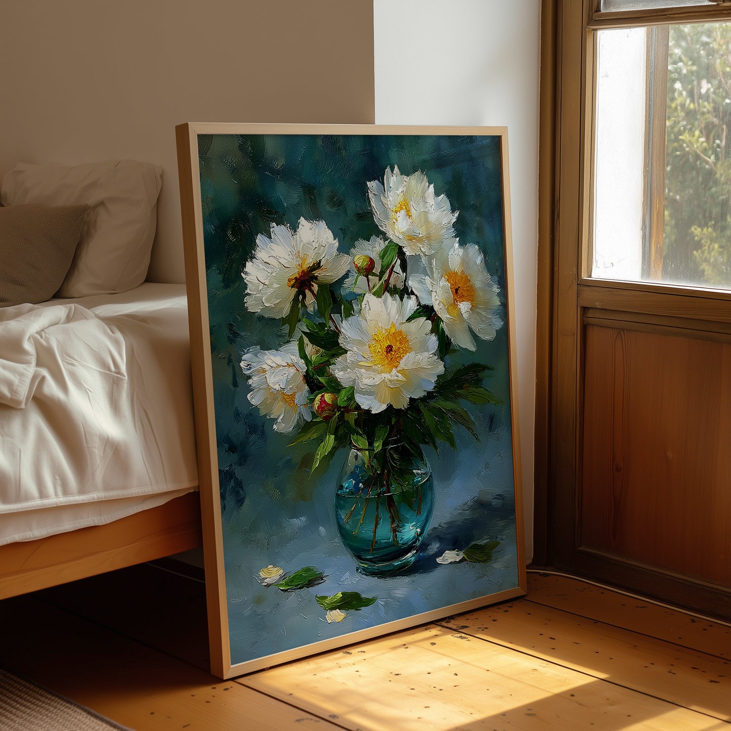 White Peonies on a Blue Afternoon