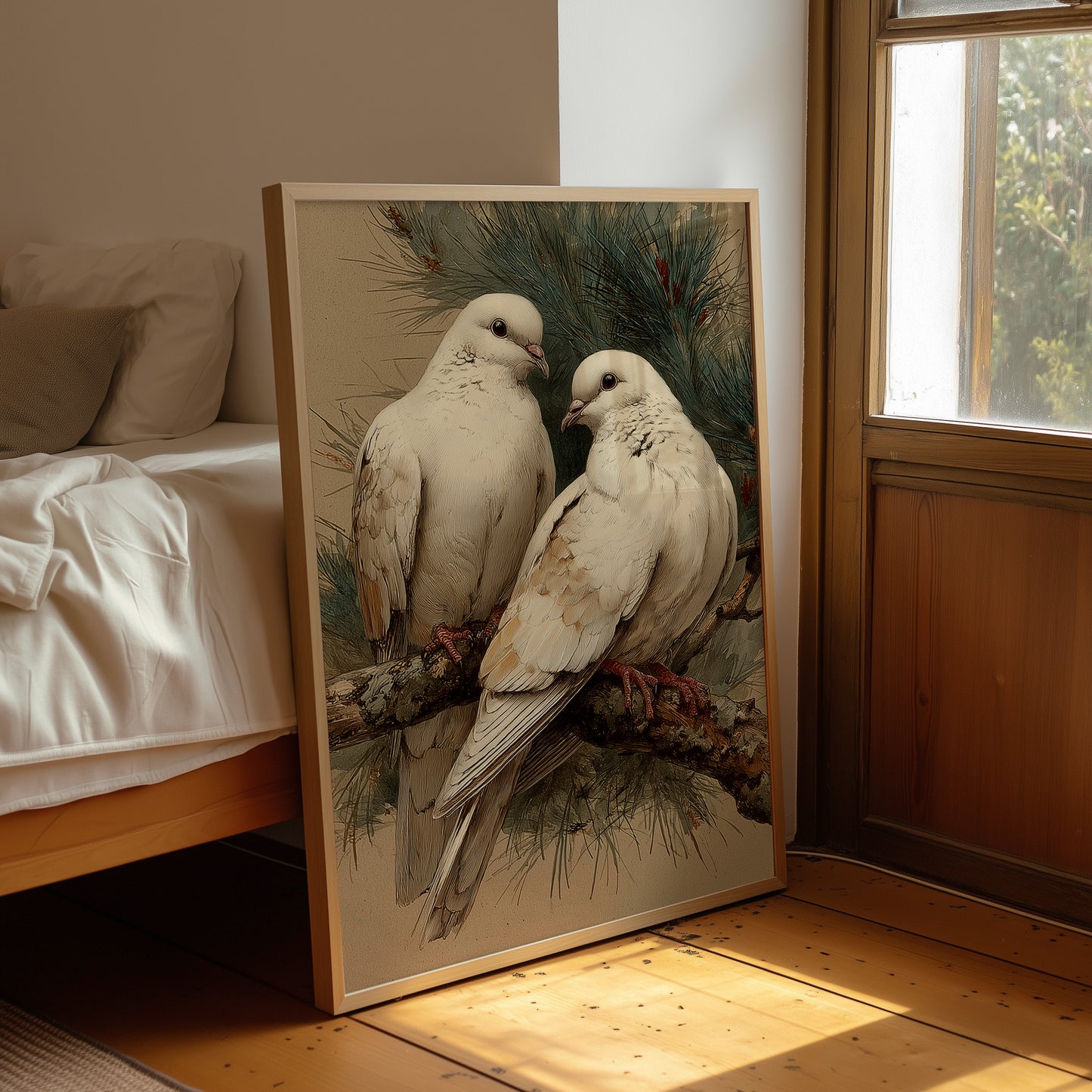 Two White Doves at Rest