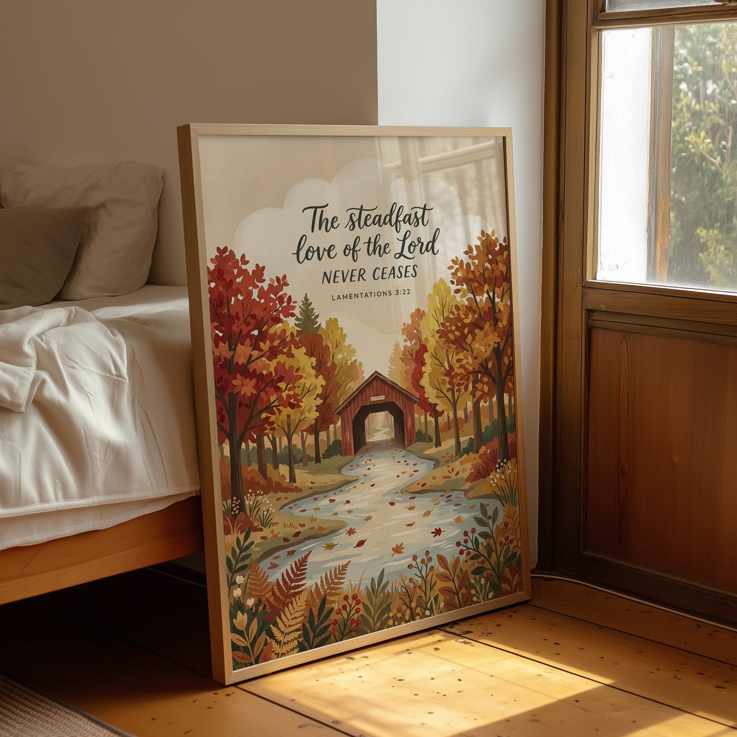 The Steadfast Love of the Lord: Covered Bridge Autumn Stream