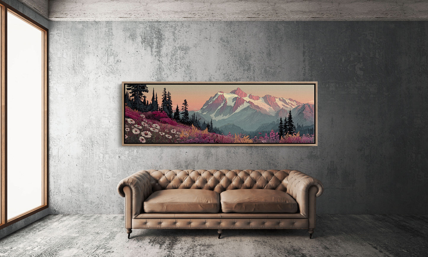Wildflowers Beneath the Blushing Peaks