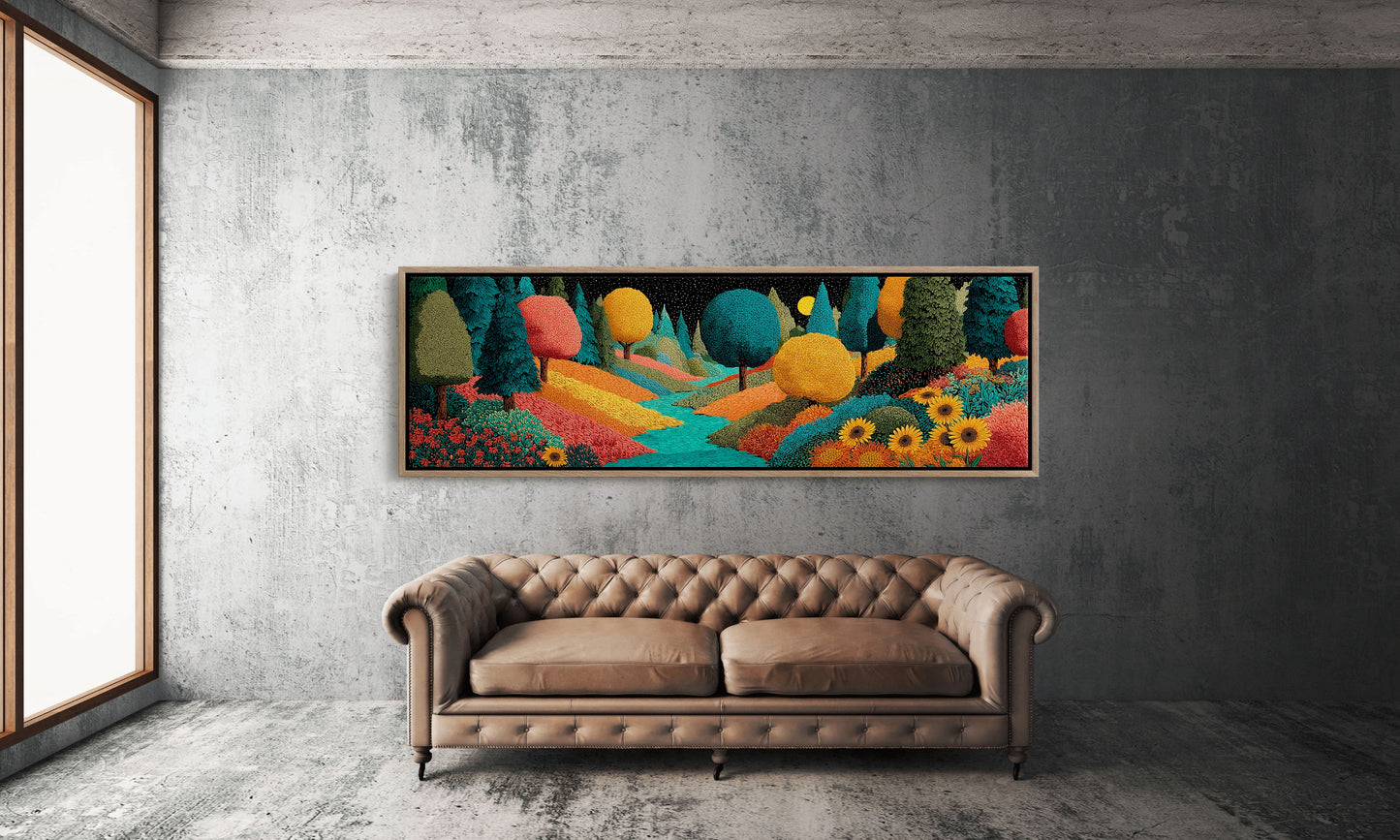 Colorful Dream Forest Under Starry Sky