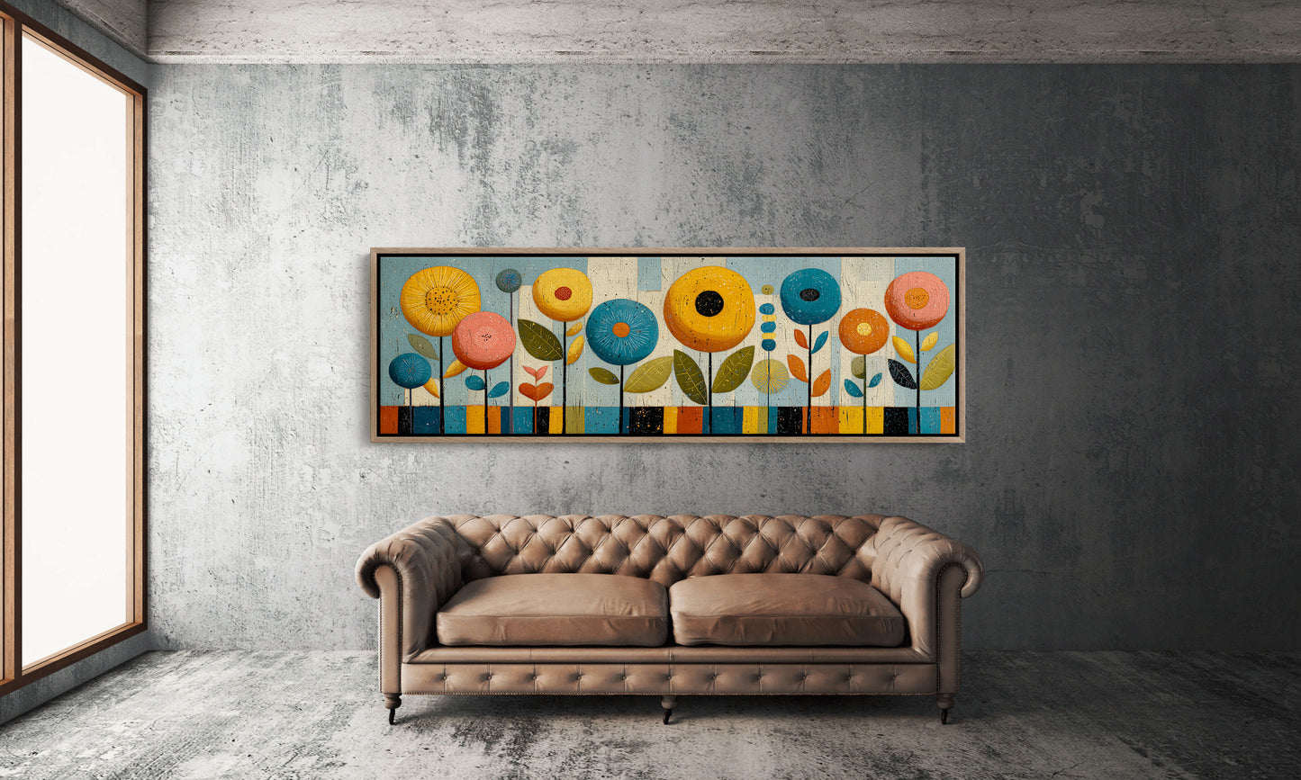 Mid Century Floral Garden in Retro Colors