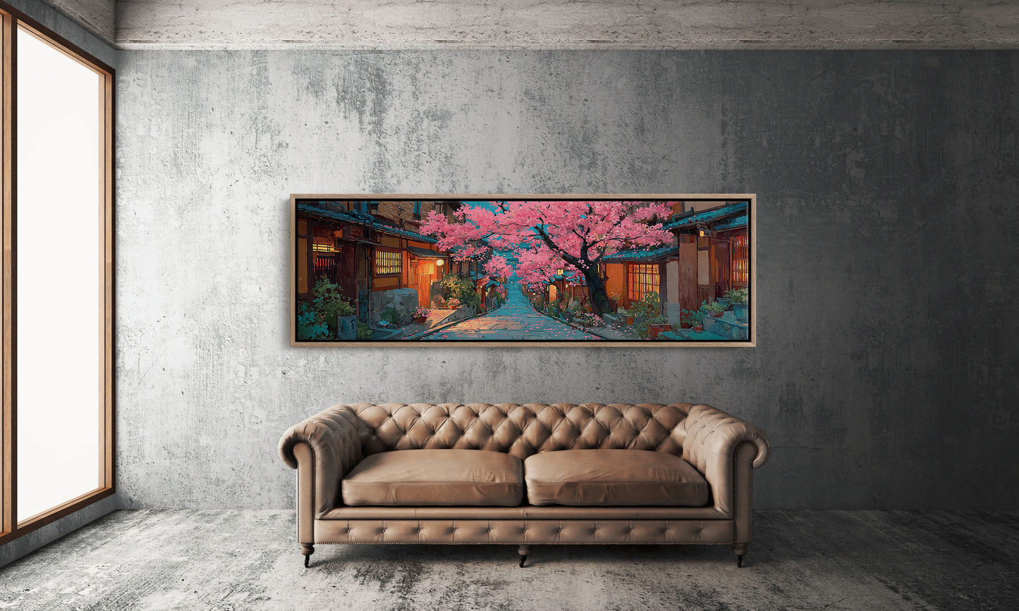 Lantern Street Beneath Cherry Blossoms
