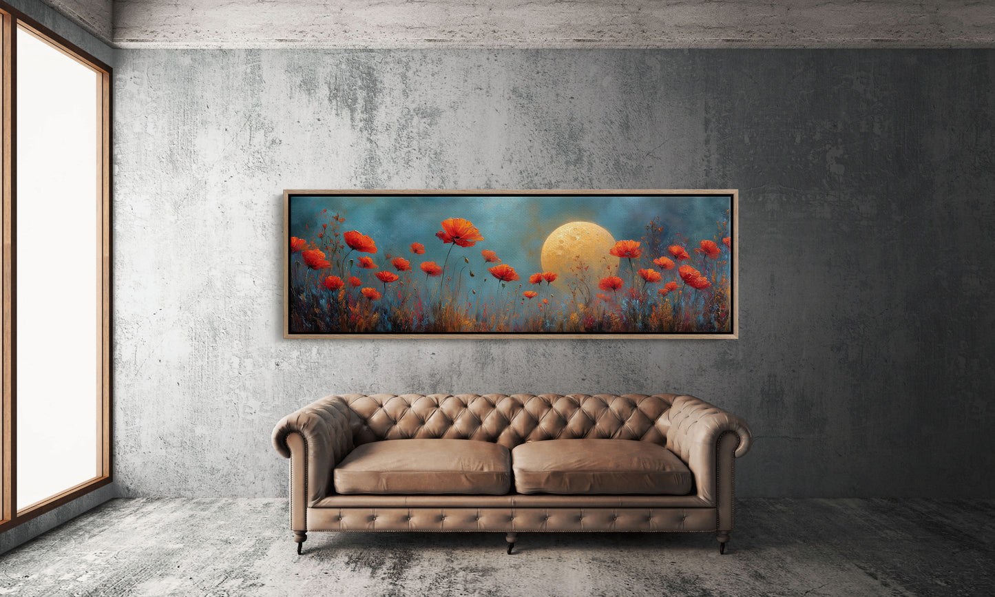 Moonlit Red Poppy Field Dreamscape