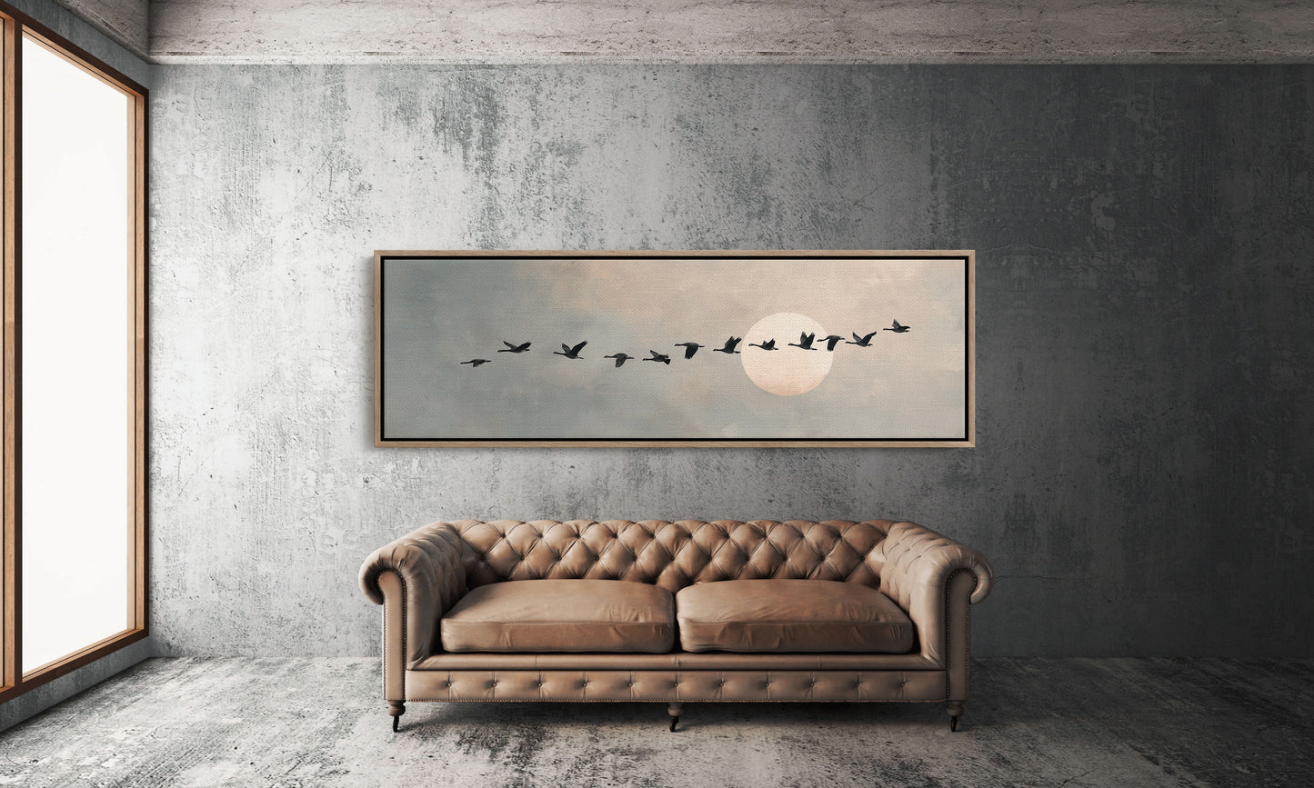 Wild Geese Crossing The Pale Moon