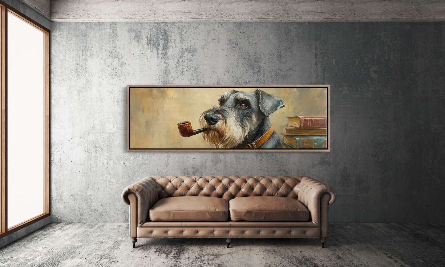 Scholarly Schnauzer With Pipe