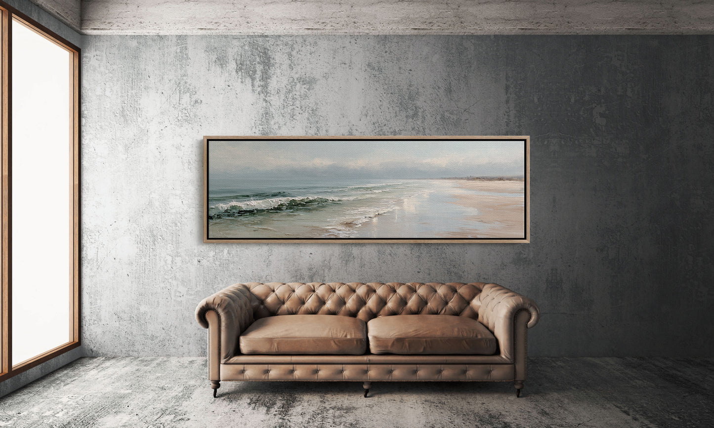 Soft Ocean Waves on a Serene Misty Shore