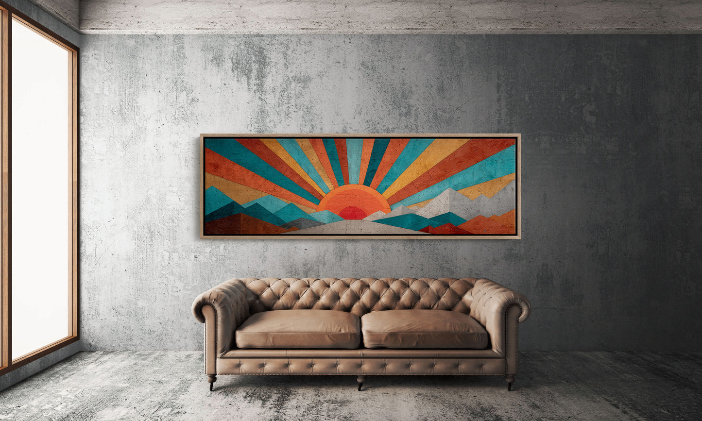 Retro Sunrise Over Painted Peaks