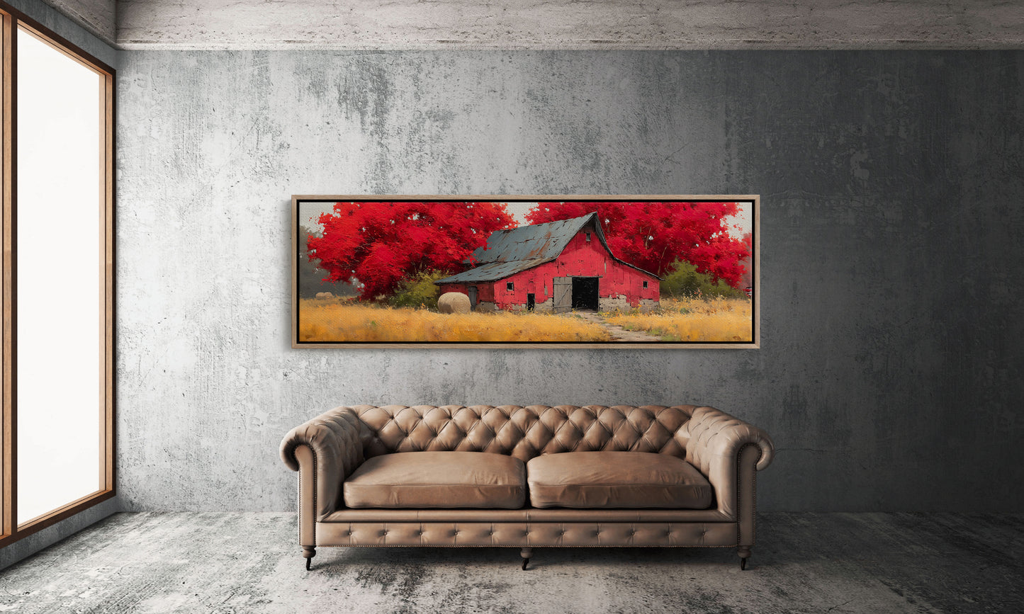 Red Barn Beneath the Autumn Blaze