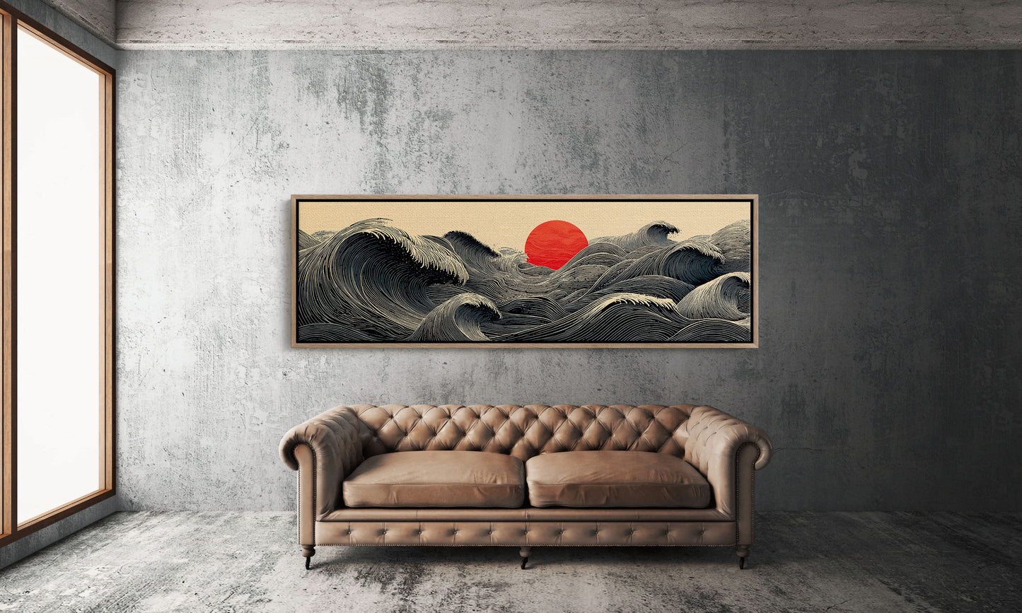 Waves Gather Before the Red Sun