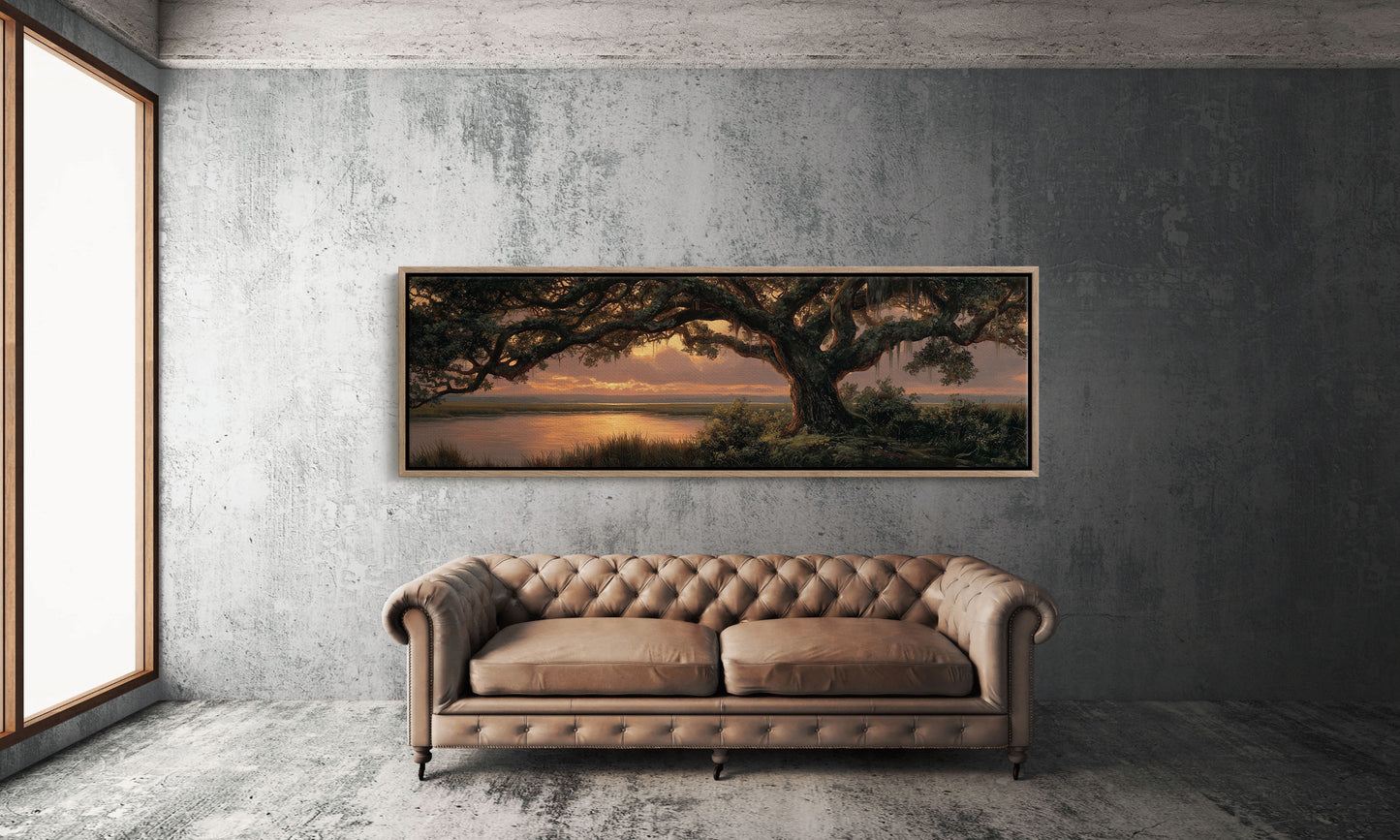 Golden Marsh Beneath Ancient Oaks