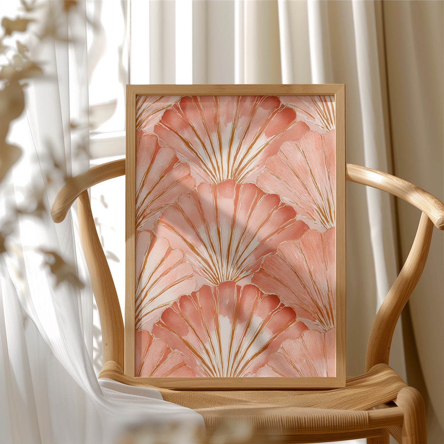 Scallop Shells in Sunset Coral