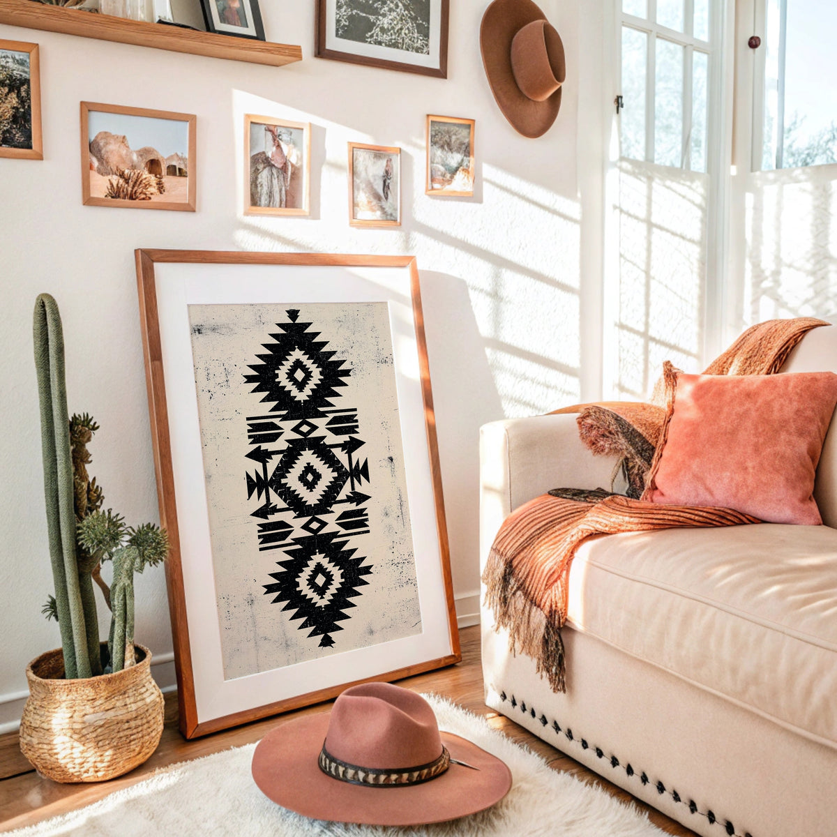 Distressed Black Aztec Arrow Medallion