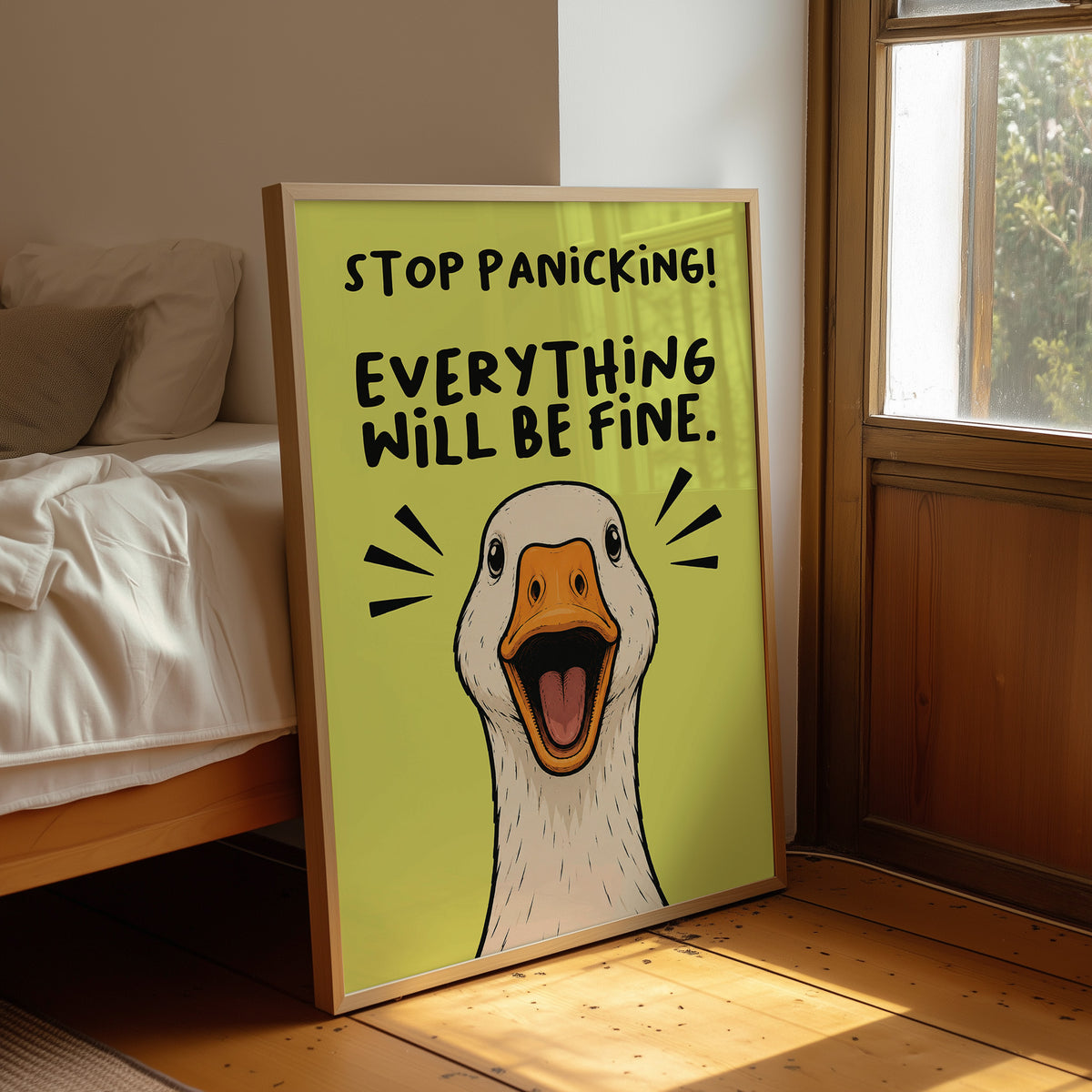 Stop Panicking! Goose Close-Up Comic Print