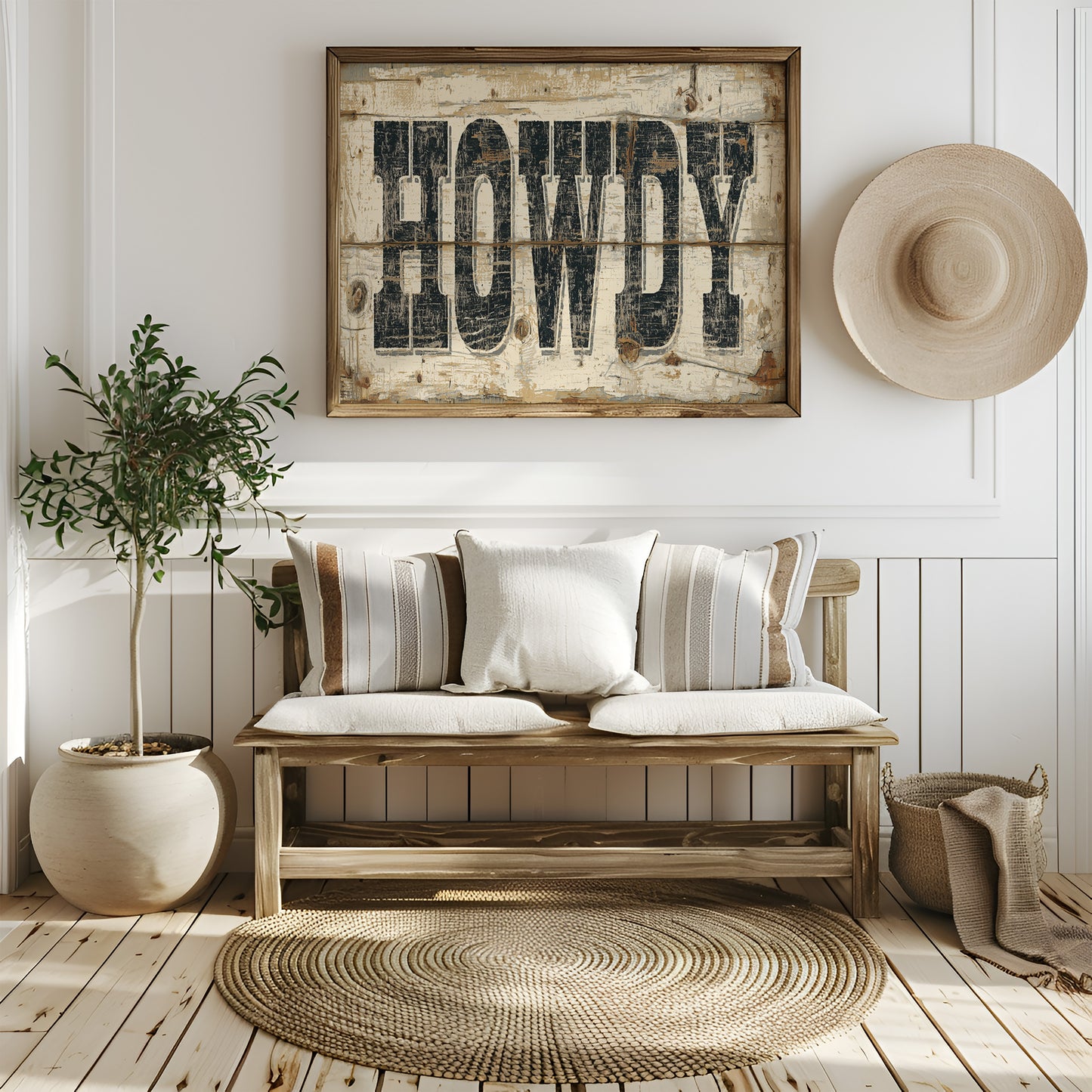 Howdy Weathered Wood Sign