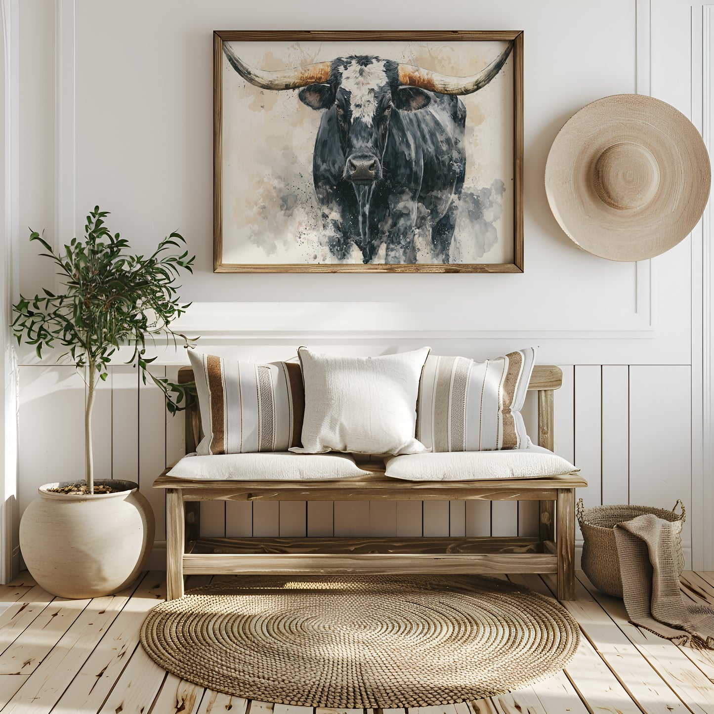 Longhorn Watercolor Portrait