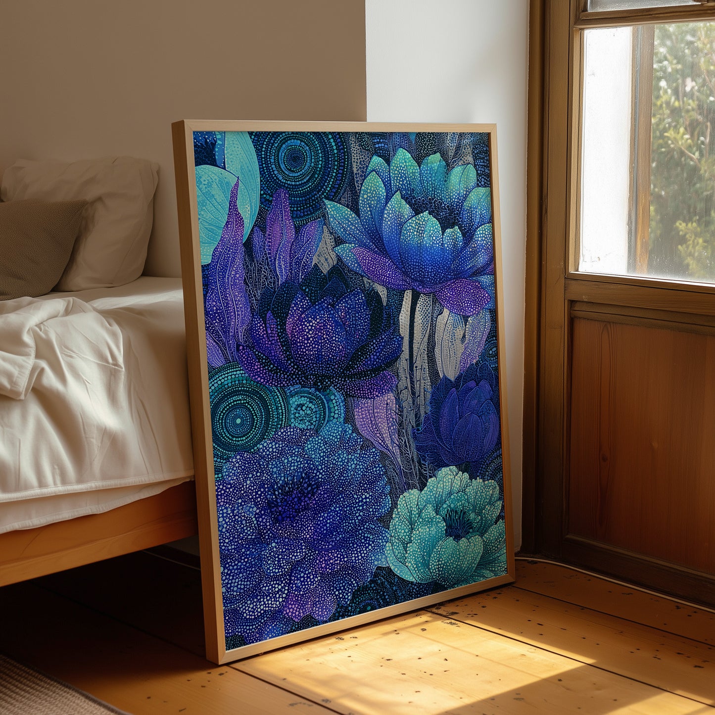Dotted Lotus Bloom in Midnight Blue