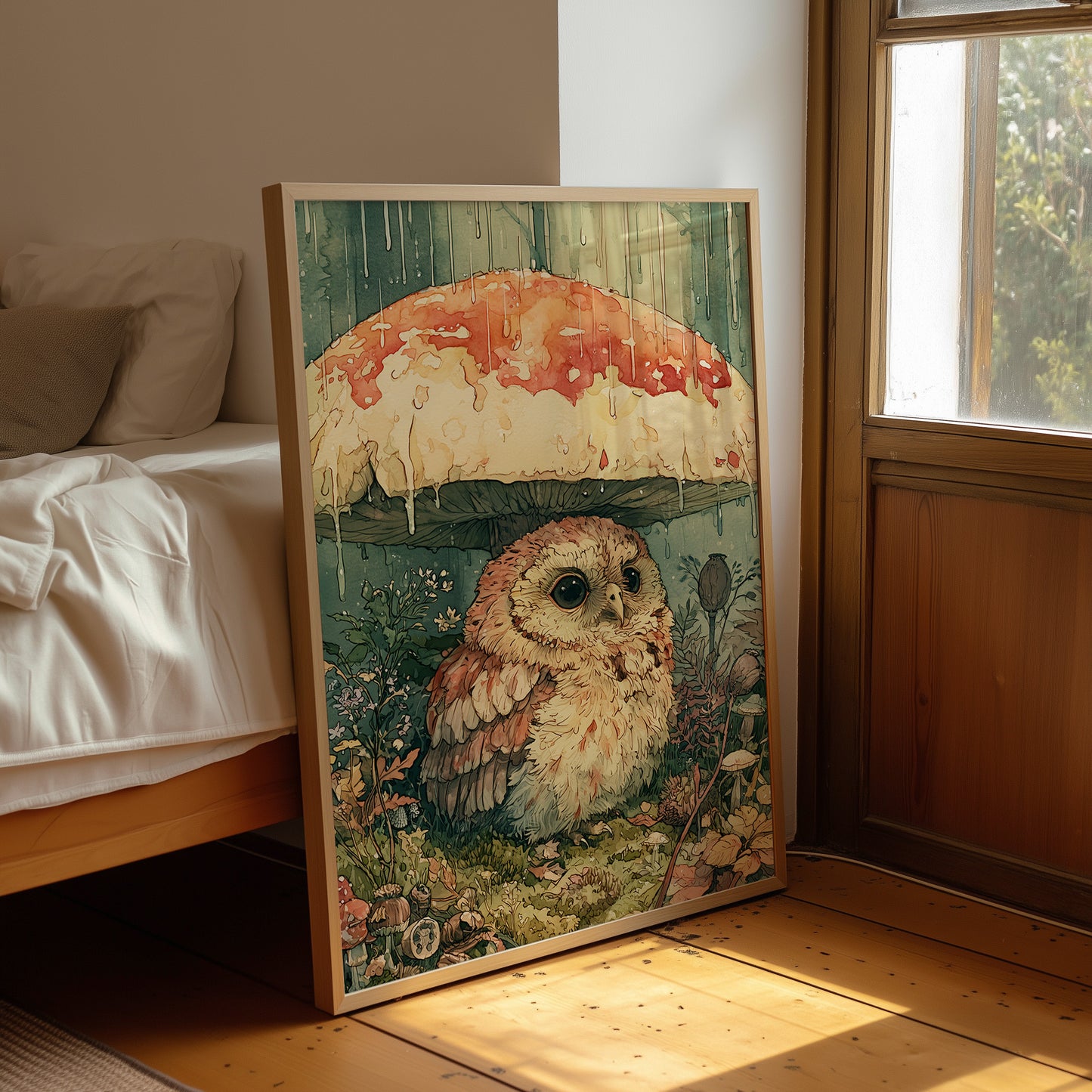 Sheltering Owl Beneath the Toadstool