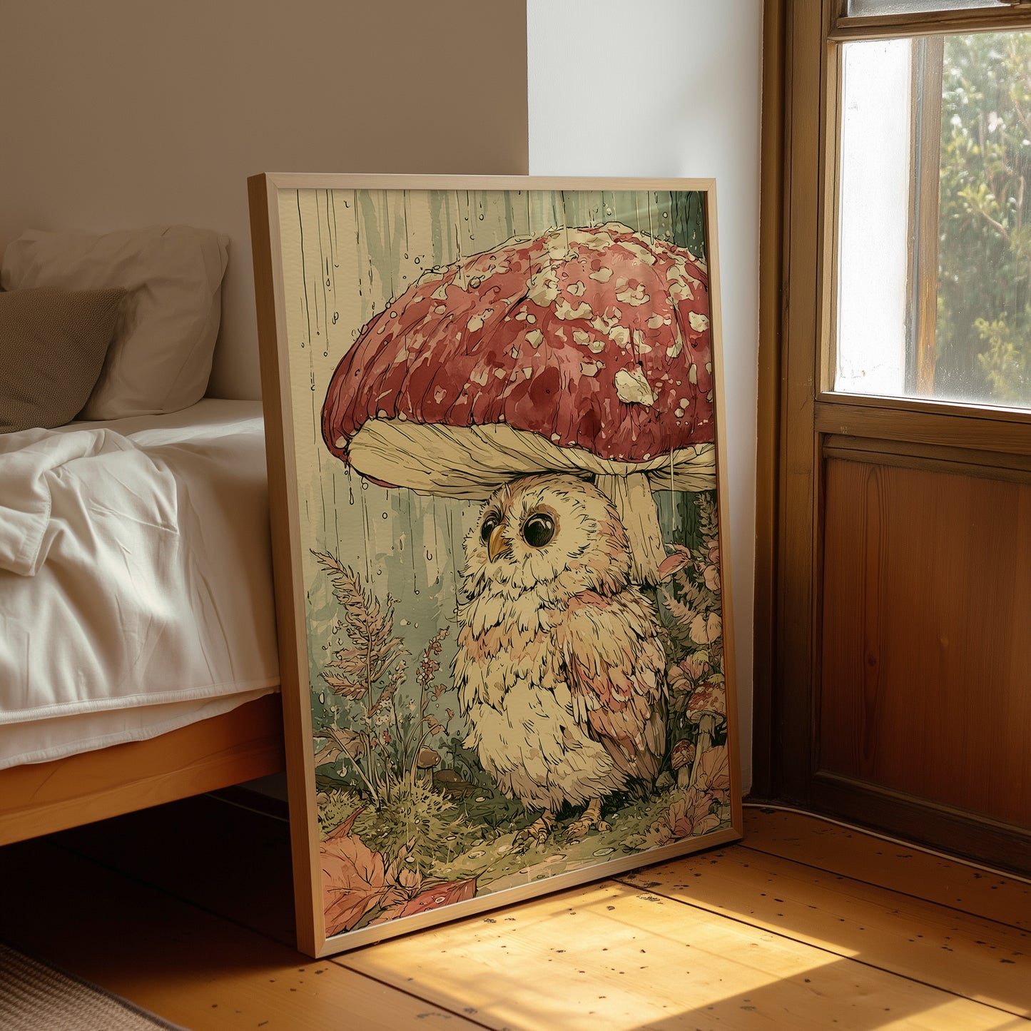 Toadstool Hideaway: Curious Owl Close-Up