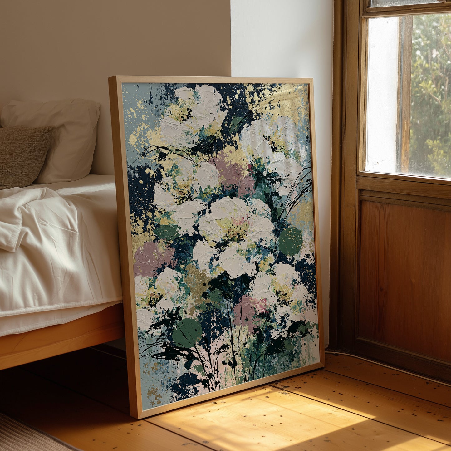 White Peonies in Sage & Slate