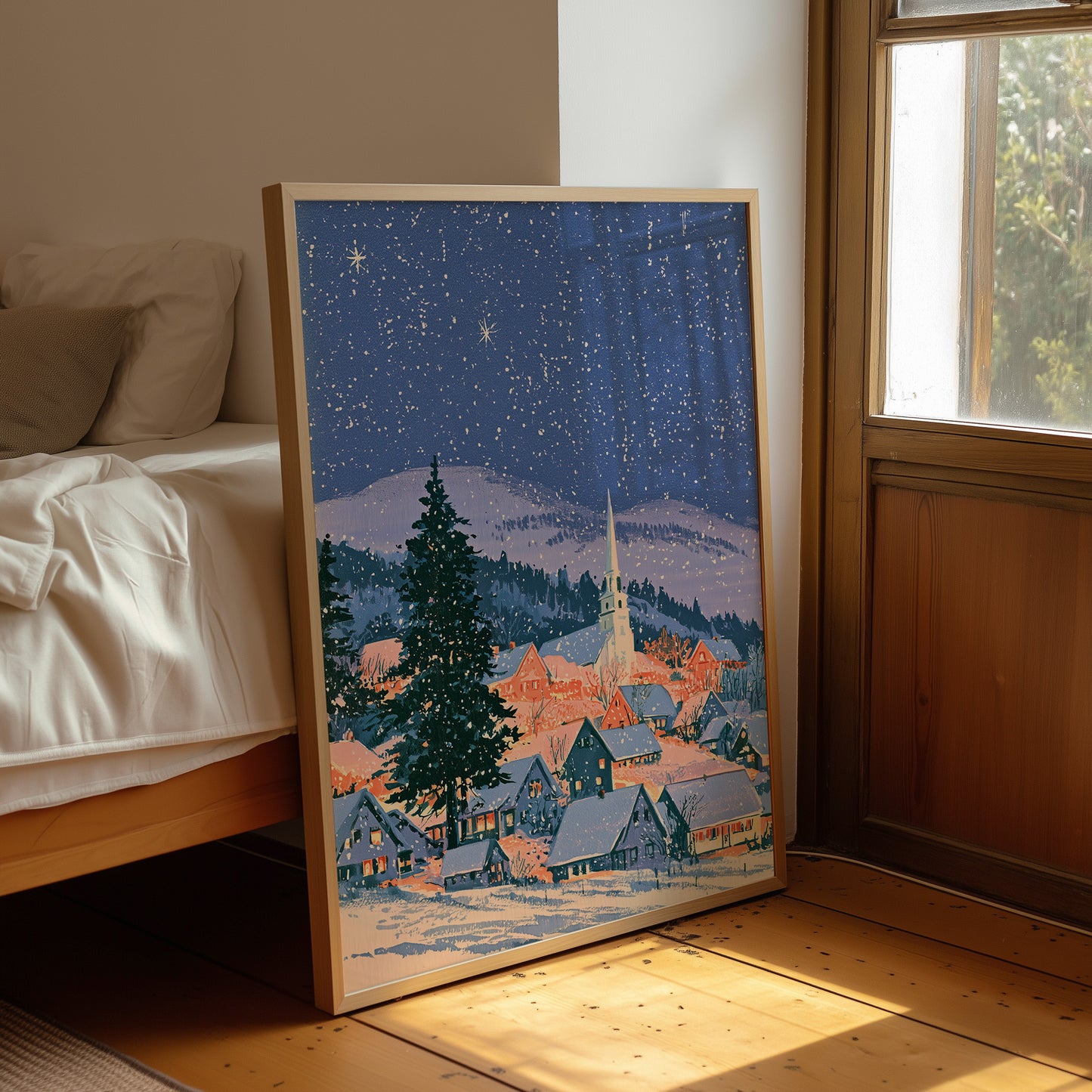Starlit Village Below