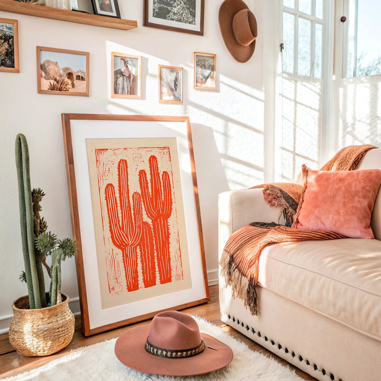 Saguaro Silhouette in Coral