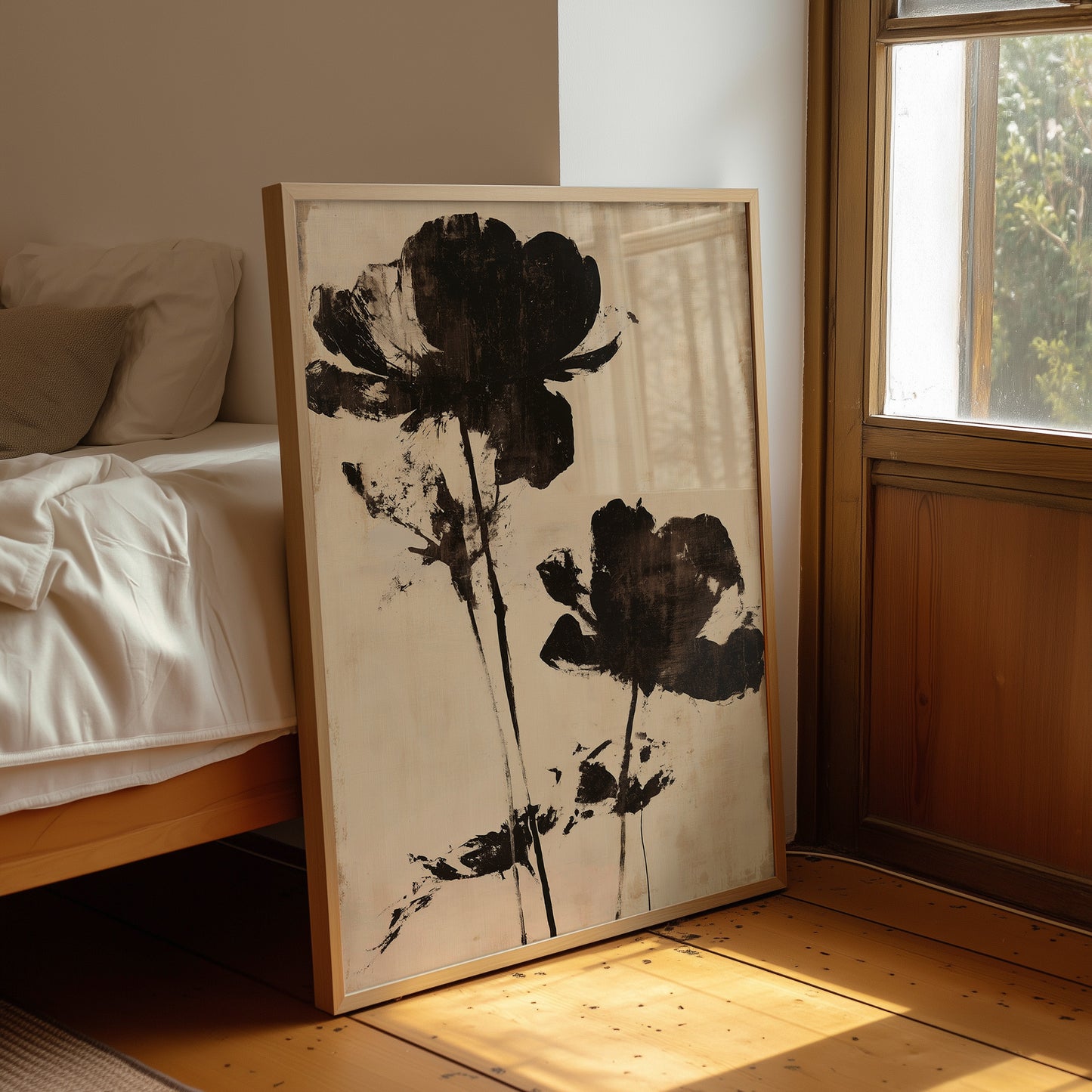 Ink Poppies on Linen