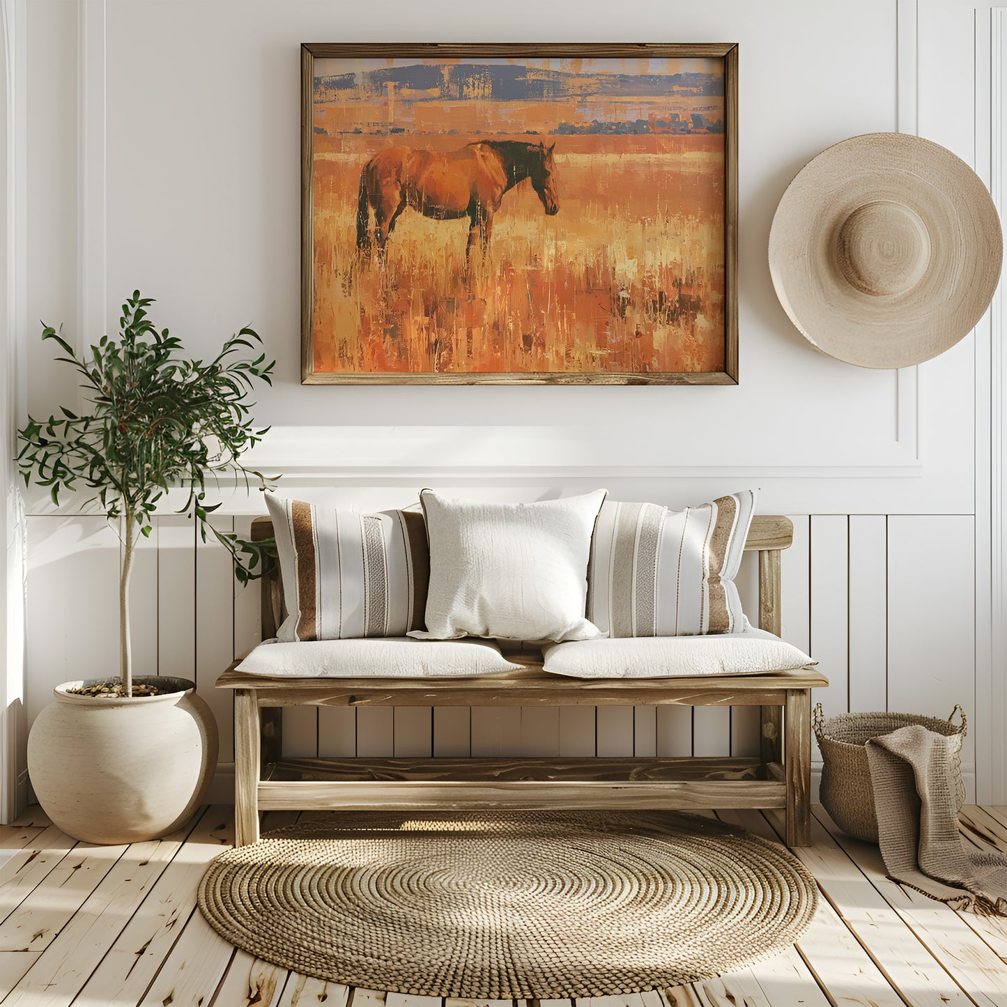 Bay Horse In Amber Grass