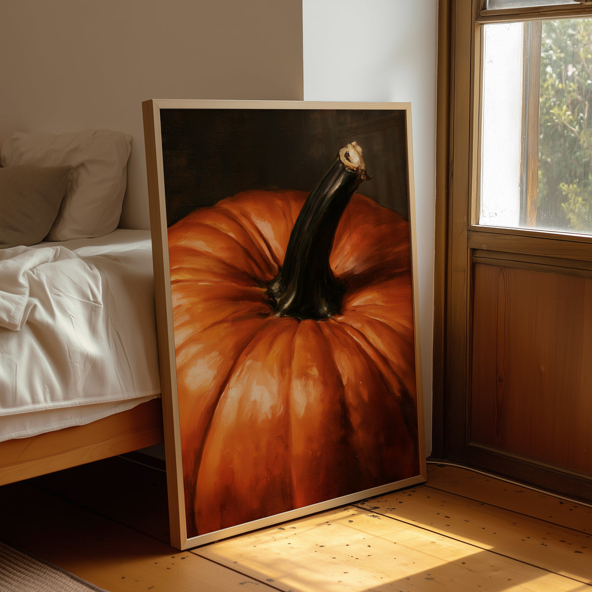 Stem Cell Of The Season, framed print leaning beside a bed in a sunlit bedroom