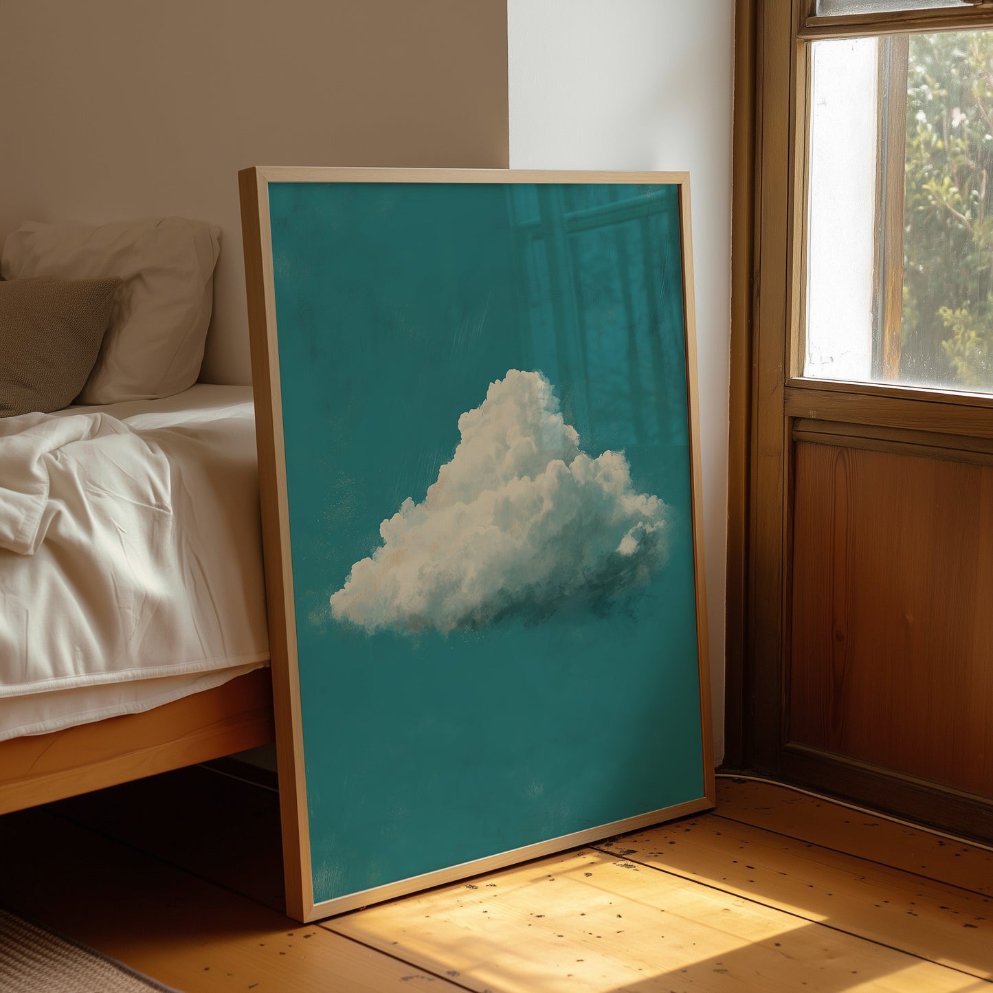 Solitary Cloud in Teal Sky