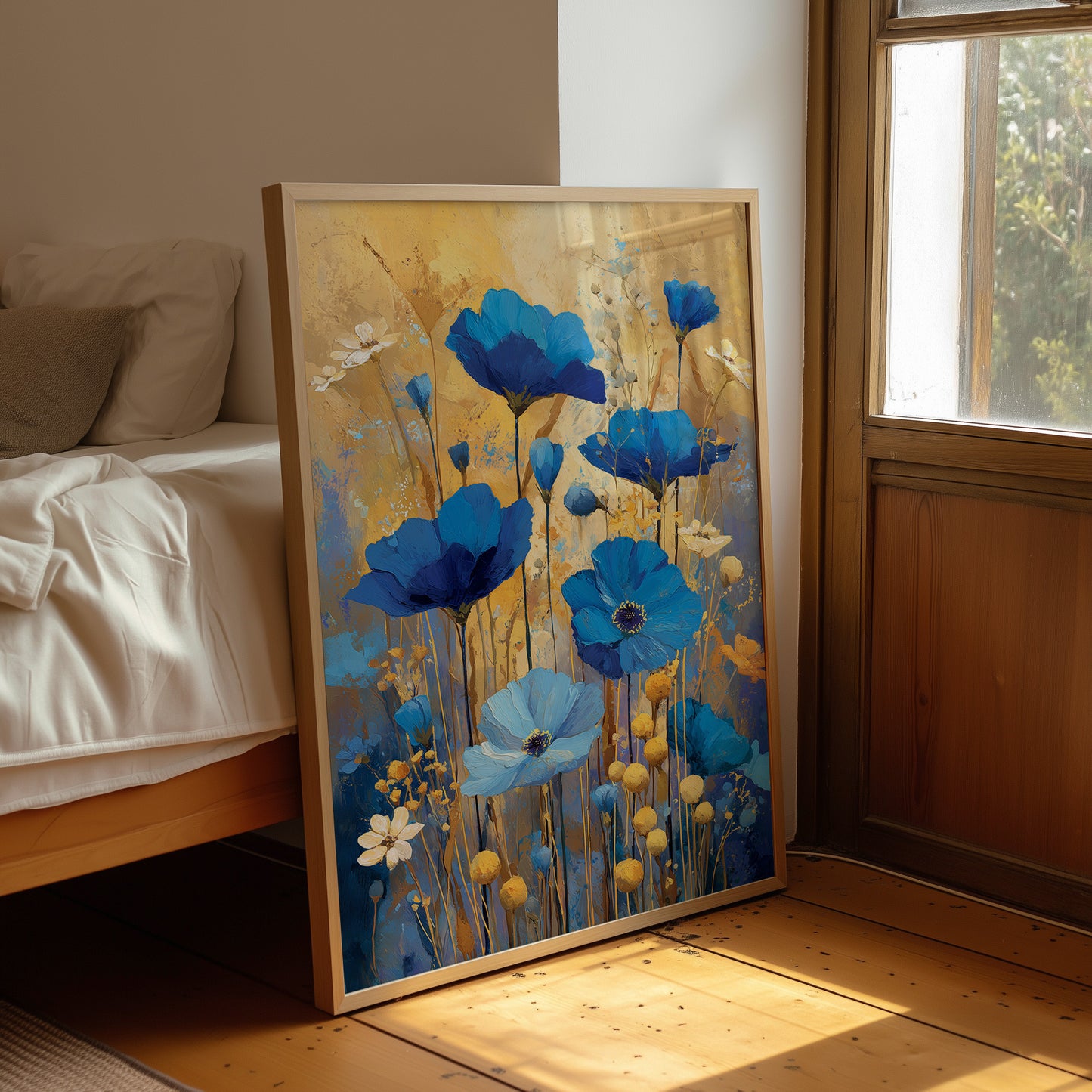 Blue Petals in Golden Light