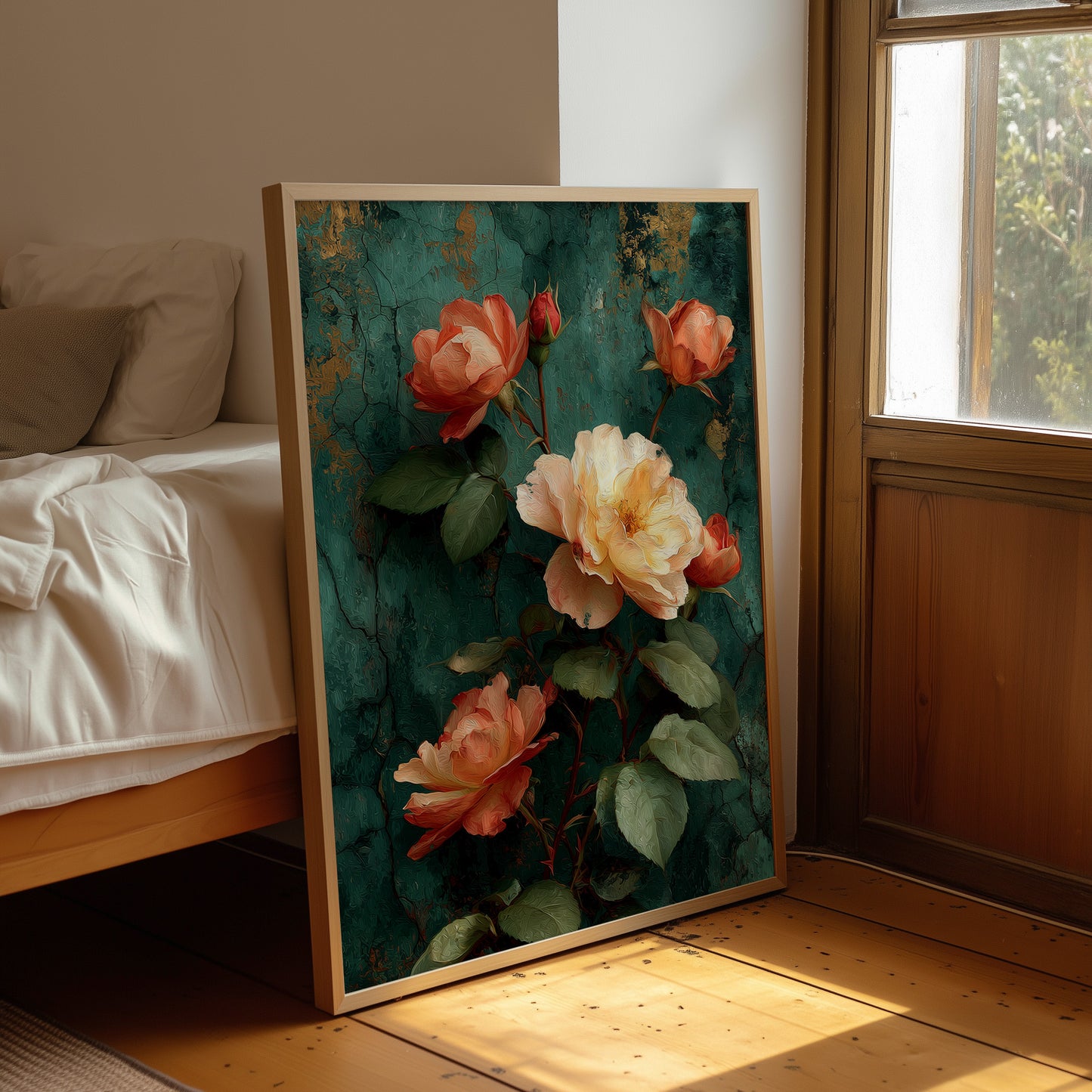 Roses Against the Weathered Wall