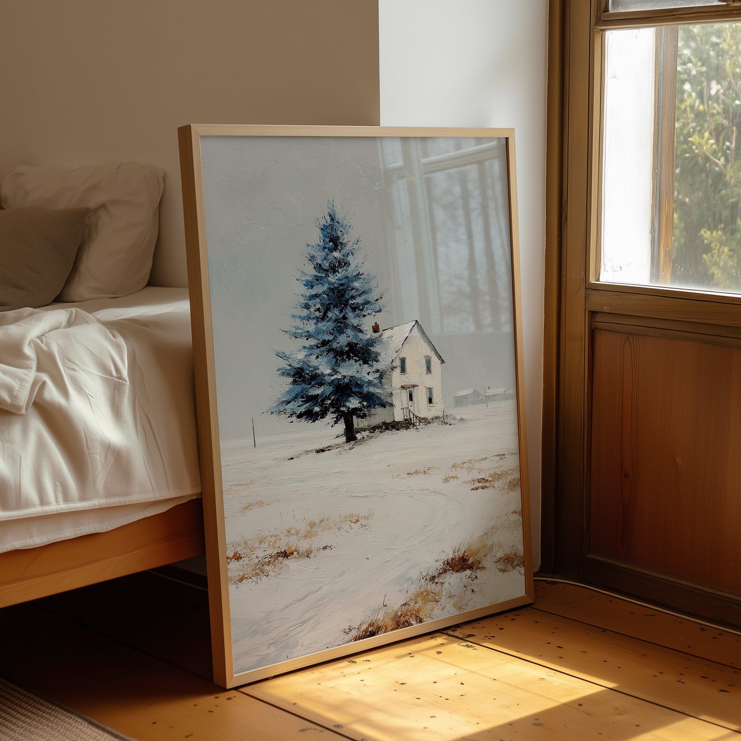 Farmhouse Under Blue Spruce