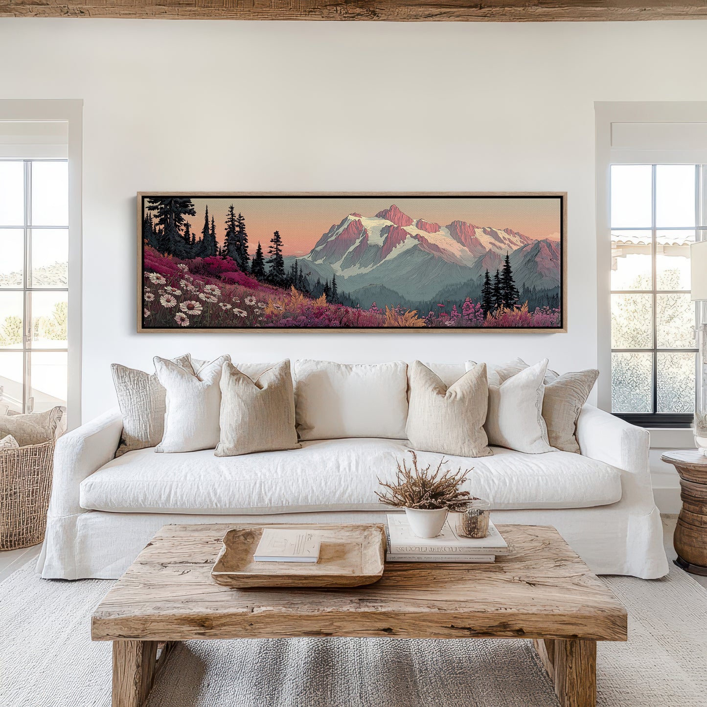Wildflowers Beneath the Blushing Peaks