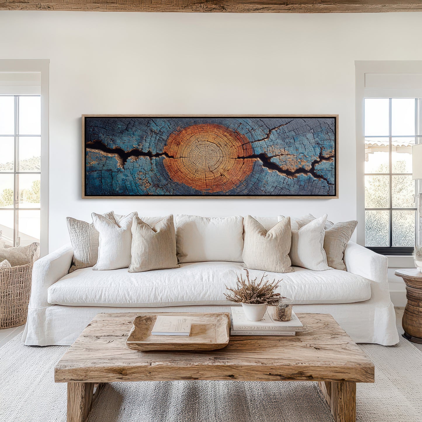 Blue and Copper Tree Ring Abstract