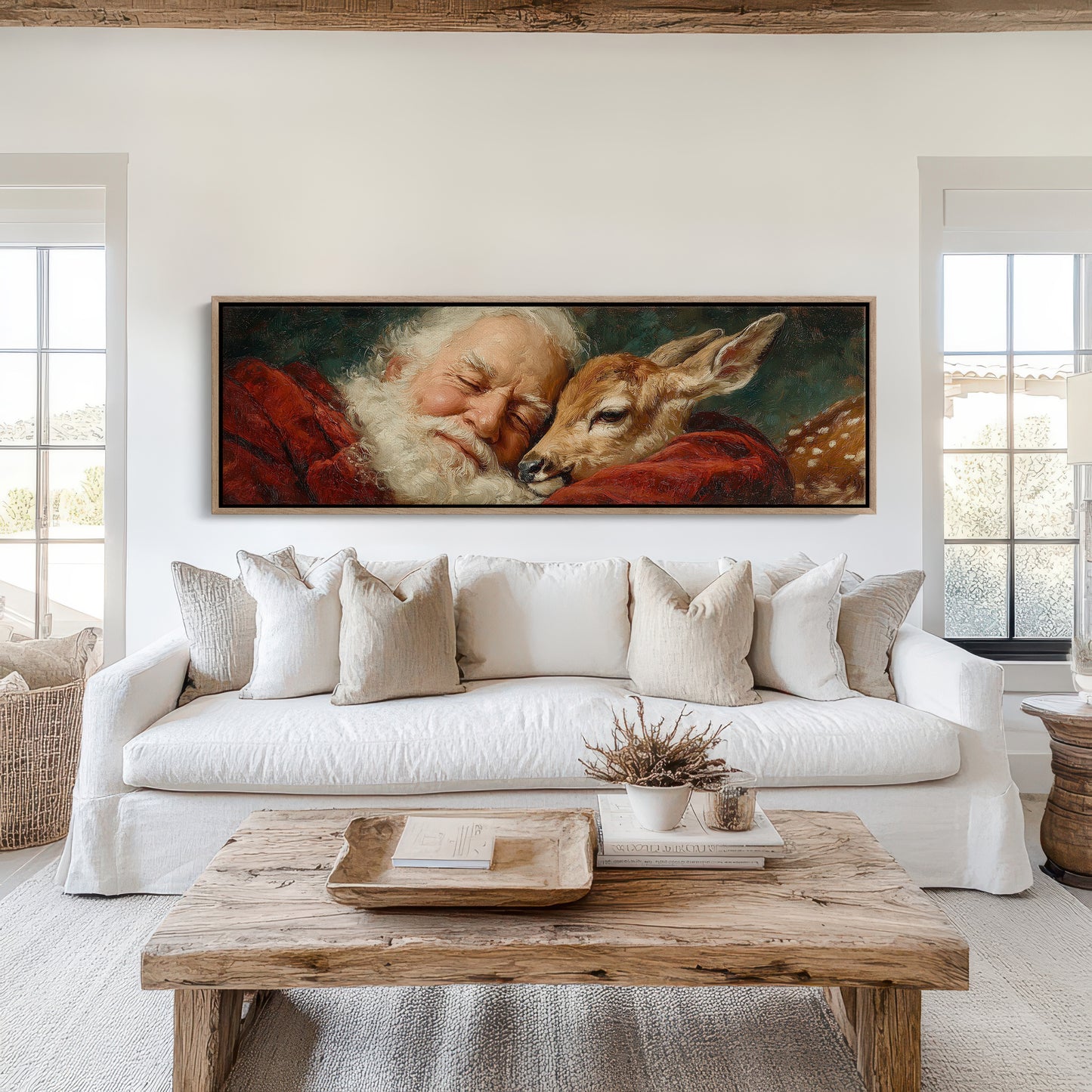 Santa’s Gentle Moment with a Fawn