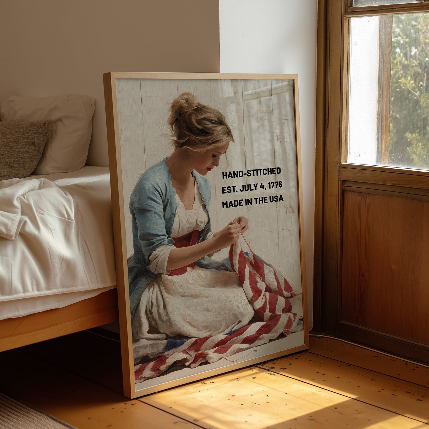 Hand-Stitched, Est. July 4, 1776