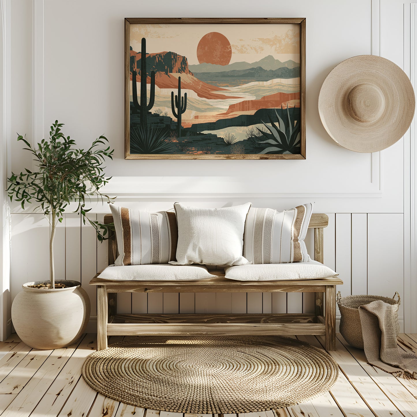 Retro Sun Over Saguaro Country