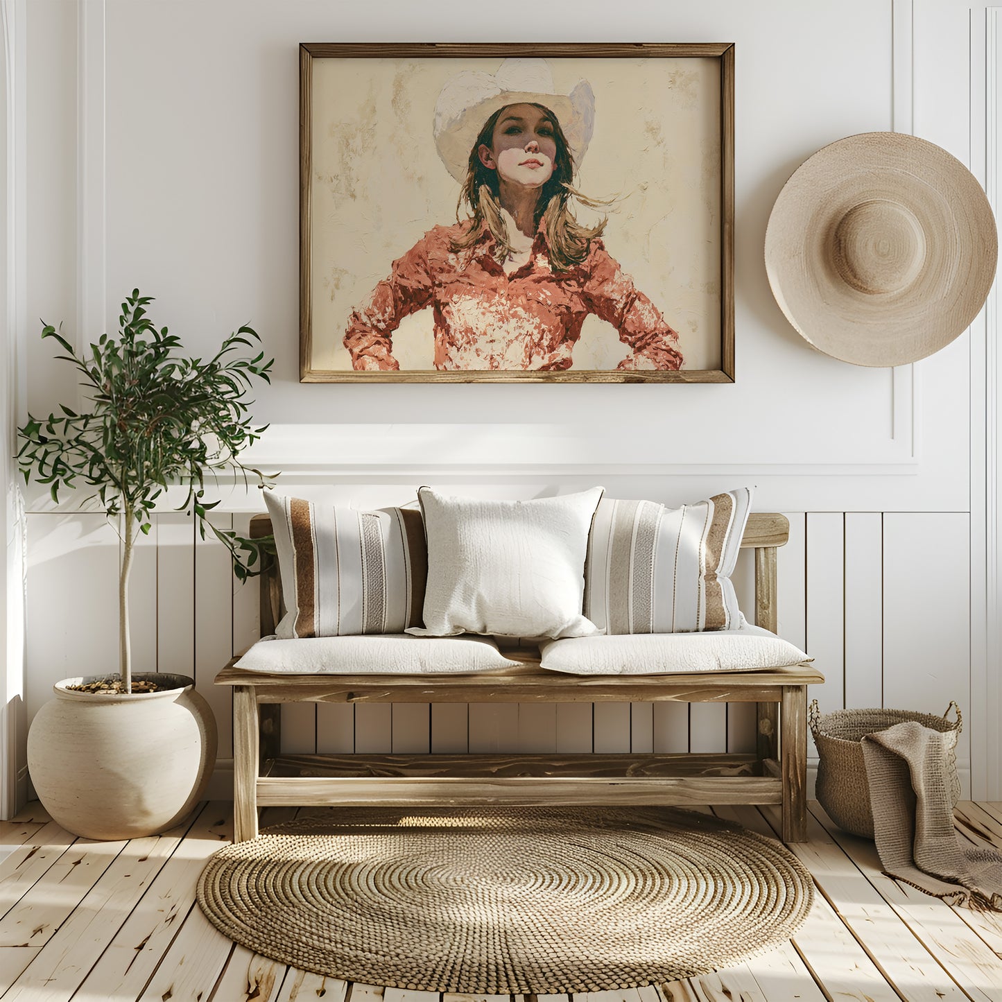 Confident Gaze, Coral Western Shirt